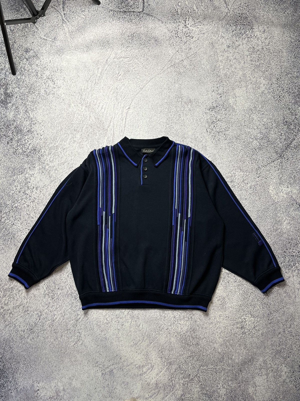 Carlo Colucci × Vintage Vintage 90s Carlo Colucci Sweater Coogi Style Streetwear Size US XL / EU 56 / 4 - 1 Thumbnail