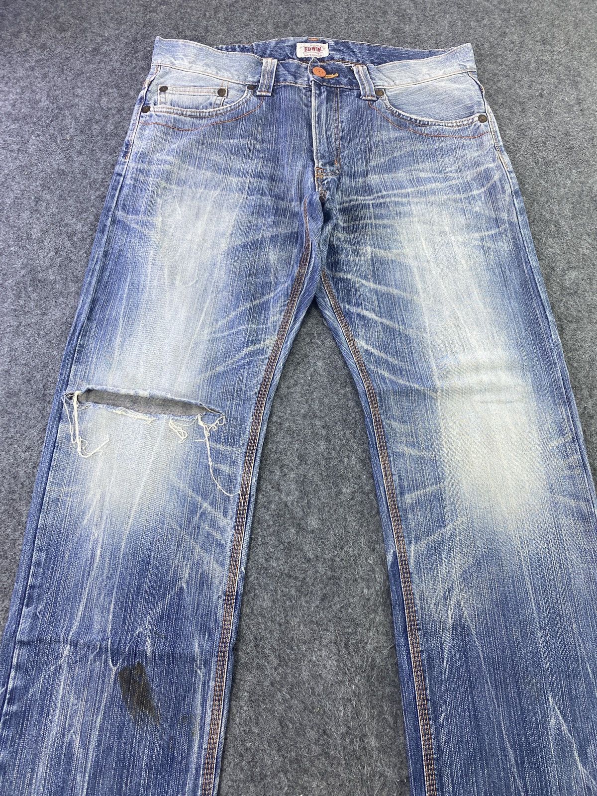Edwin Edwin XV Distress Blue Wash Denim - J833 Size US 36 / EU 52 - 10 Thumbnail