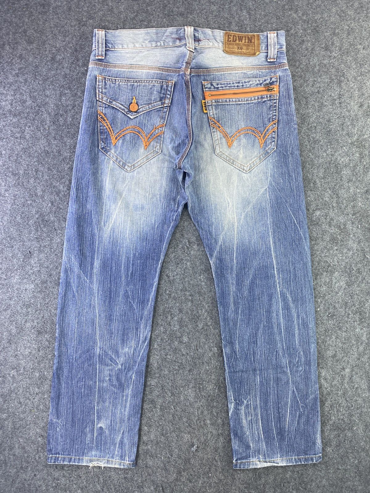 Edwin Edwin XV Distress Blue Wash Denim - J833 Size US 36 / EU 52 - 2 Thumbnail