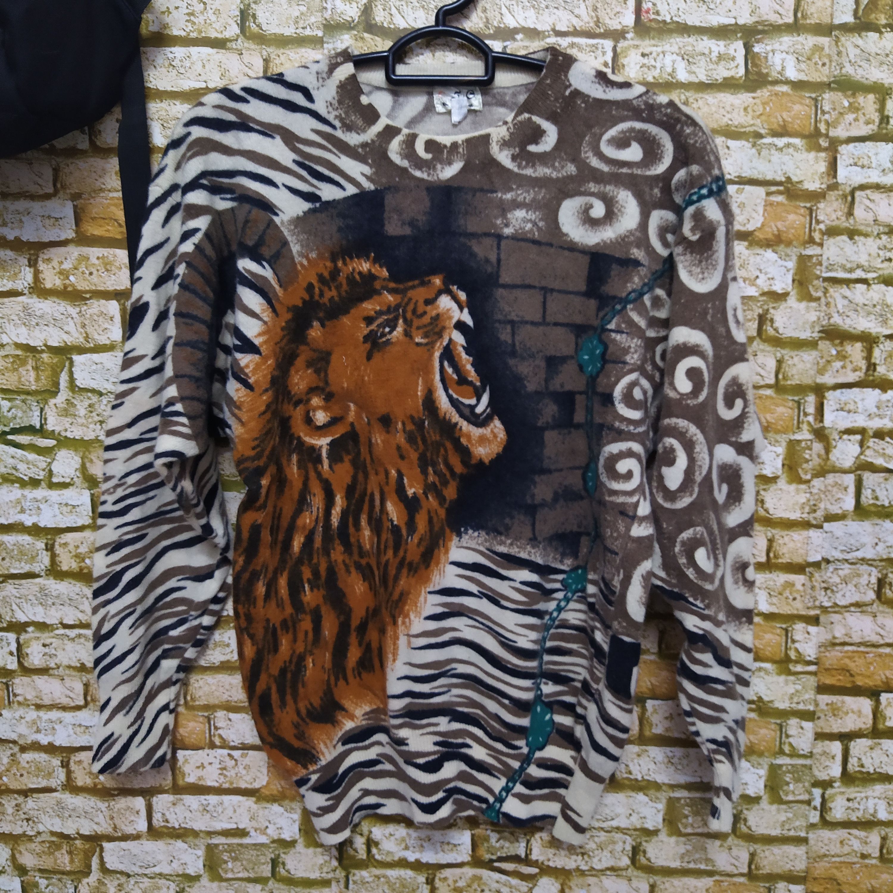 Japanese Brand S.J.C LION ART KNITWEAR SWEATER (D544) Size US S / EU 44-46 / 1 - 1 Thumbnail