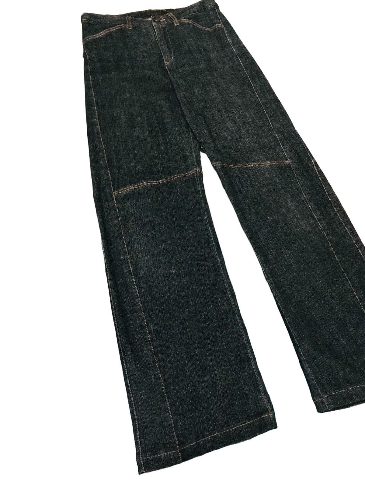 20471120 × Le Grande Bleu (L.G.B.) Vintage Inbreed Japan Denim Leather Pocket Double Knee Size US 28 / EU 44 - 2 Thumbnail