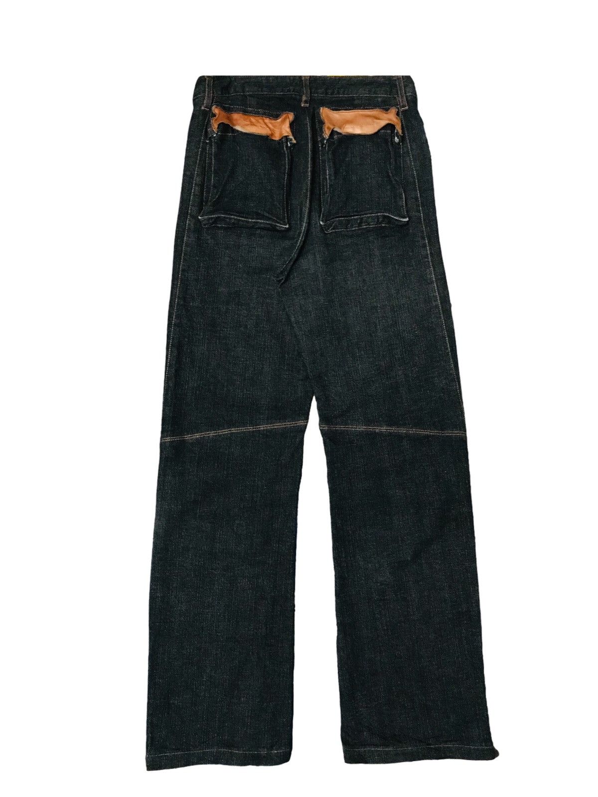 20471120 × Le Grande Bleu (L.G.B.) Vintage Inbreed Japan Denim Leather Pocket Double Knee Size US 28 / EU 44 - 4 Thumbnail
