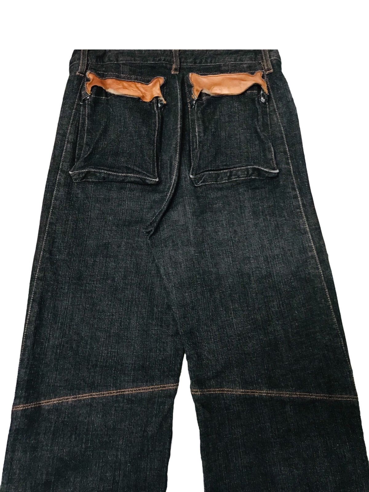 20471120 × Le Grande Bleu (L.G.B.) Vintage Inbreed Japan Denim Leather Pocket Double Knee Size US 28 / EU 44 - 5 Thumbnail