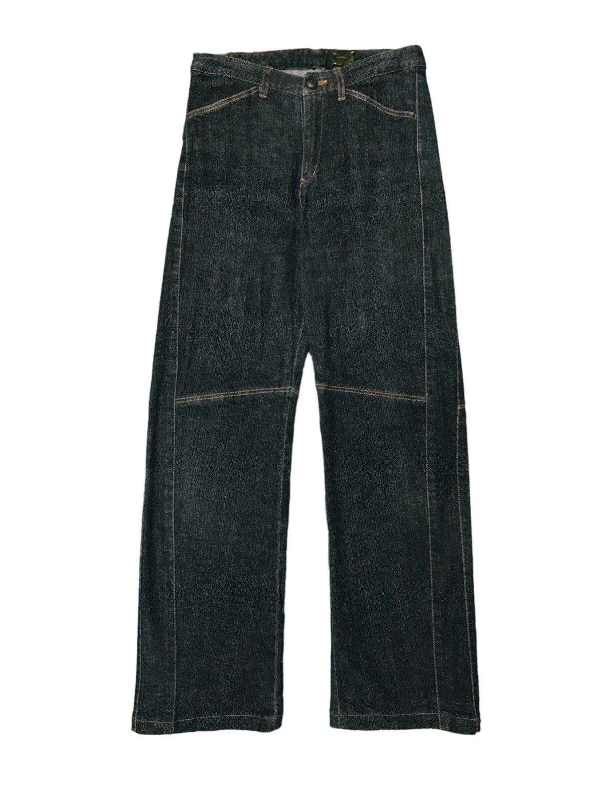 20471120 × Le Grande Bleu (L.G.B.) Vintage Inbreed Japan Denim Leather Pocket Double Knee Size US 28 / EU 44 - 1 Thumbnail