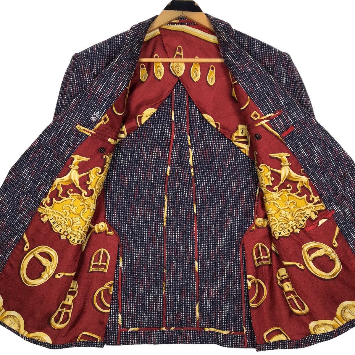 Vintage Trussardi Single Breasted Wool Tweed Coat