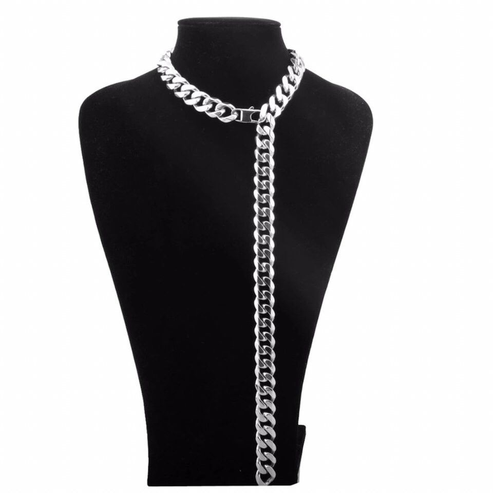 Jewelry Silver Cuban link Choker Chain Tentacion Style Chain Size ONE SIZE - 3 Thumbnail