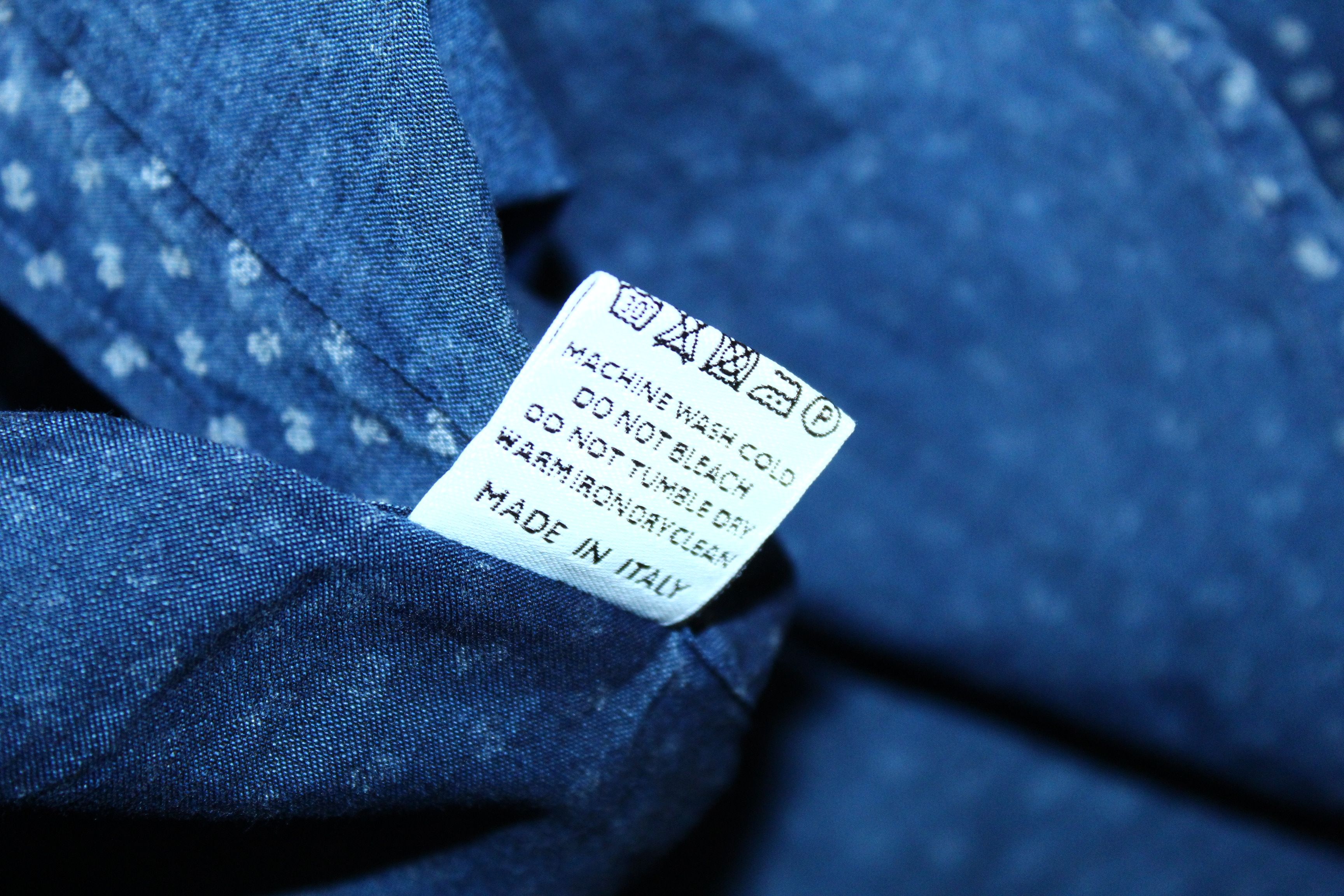 Canali Canali Abstract Dot Print Indigo Dyed Cotton Shirt Size US S / EU 44-46 / 1 - 7 Thumbnail