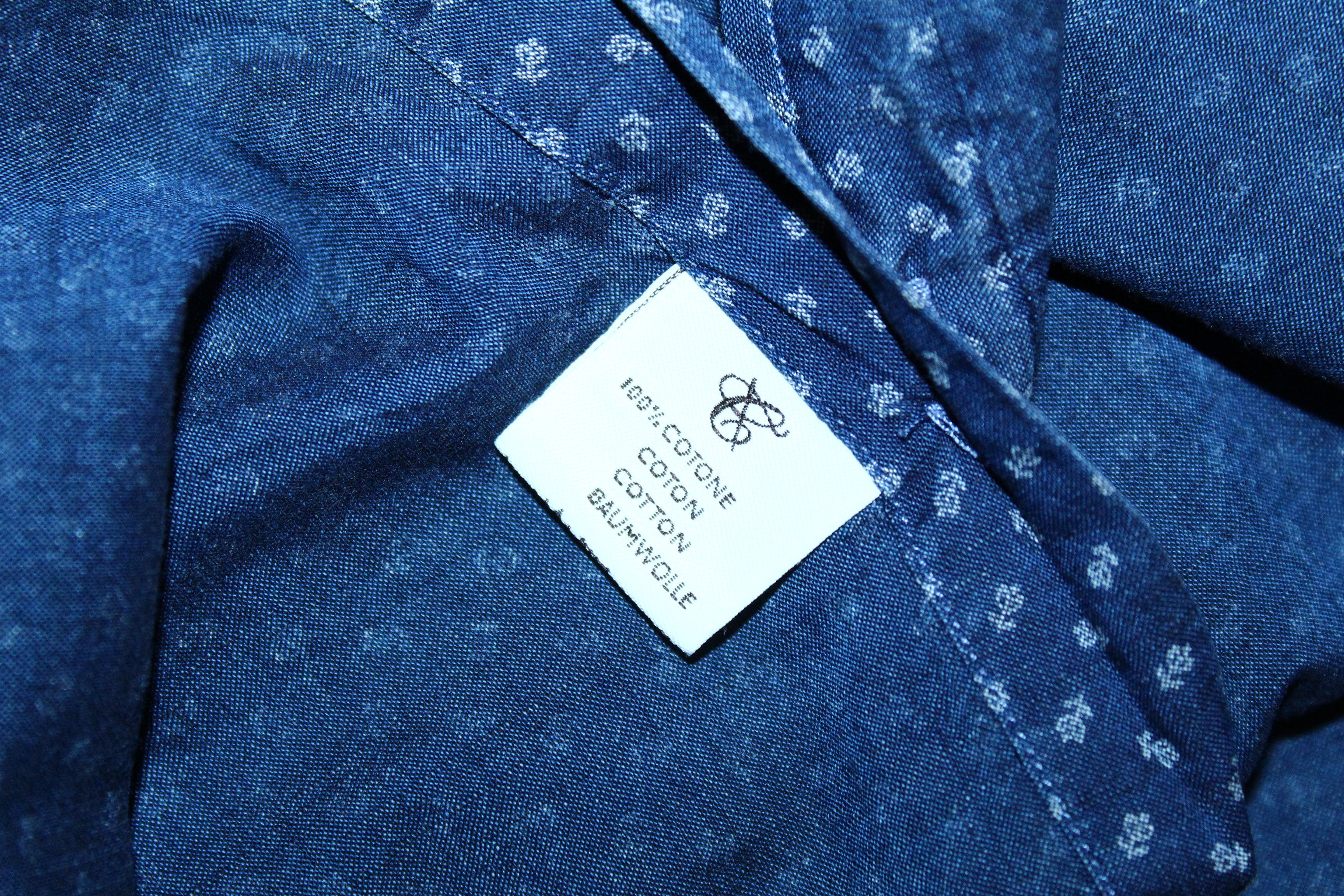 Canali Canali Abstract Dot Print Indigo Dyed Cotton Shirt Size US S / EU 44-46 / 1 - 6 Thumbnail