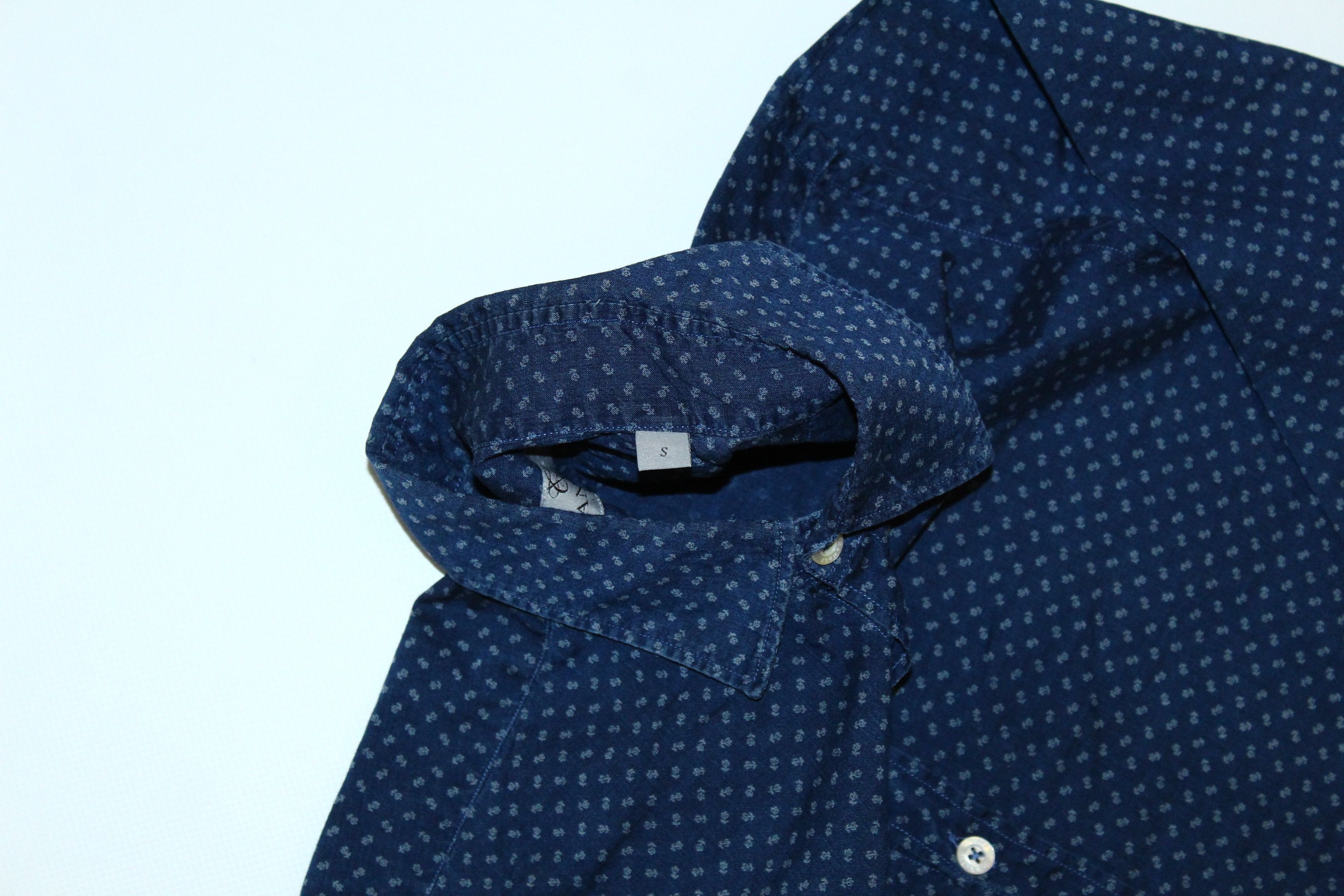Canali Canali Abstract Dot Print Indigo Dyed Cotton Shirt Size US S / EU 44-46 / 1 - 5 Thumbnail