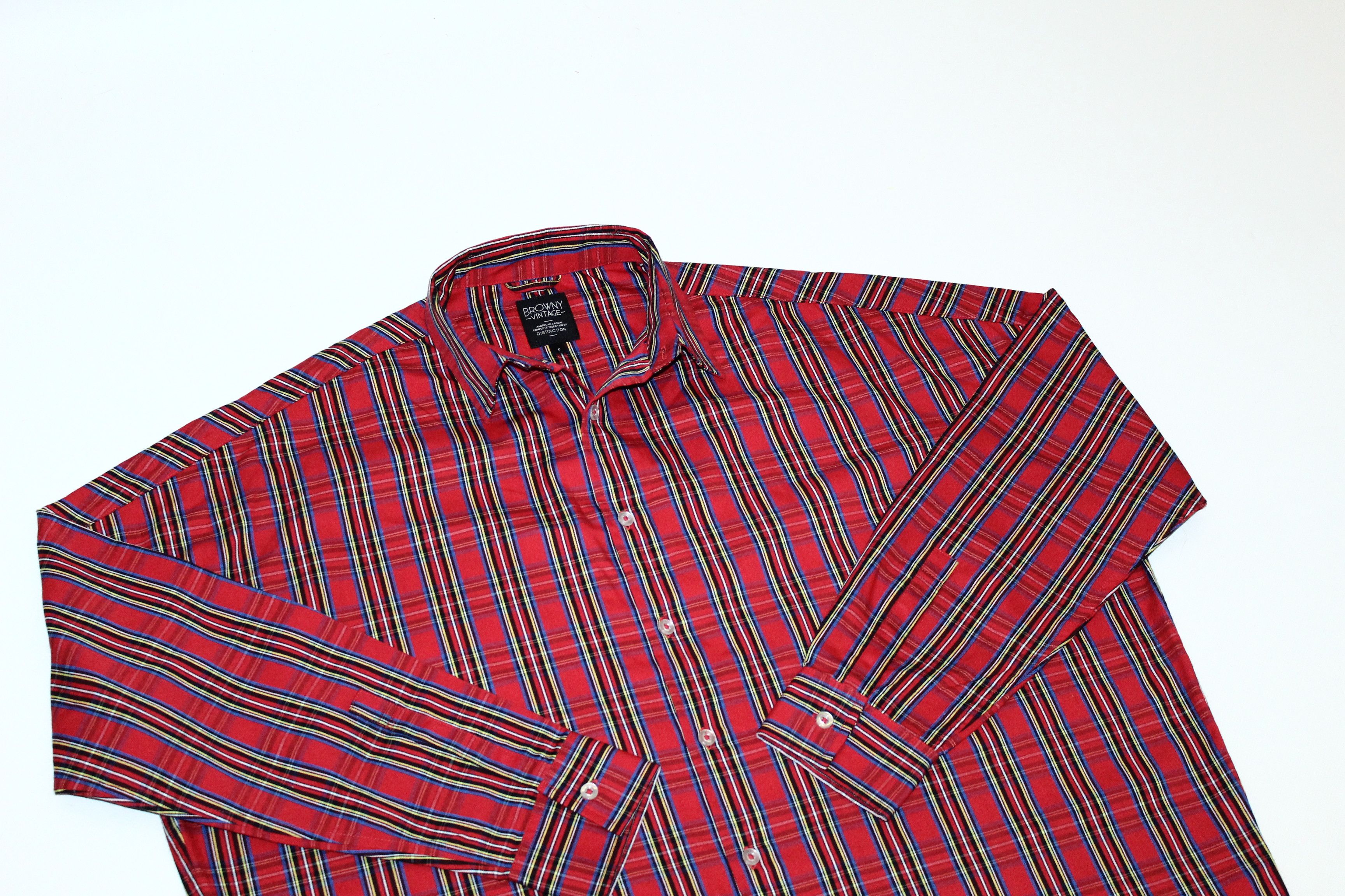 Japanese Brand VTG 🔥 BROWNY Japan Tartan Oversized Baggy Shirt Size US XL / EU 56 / 4 - 9 Thumbnail