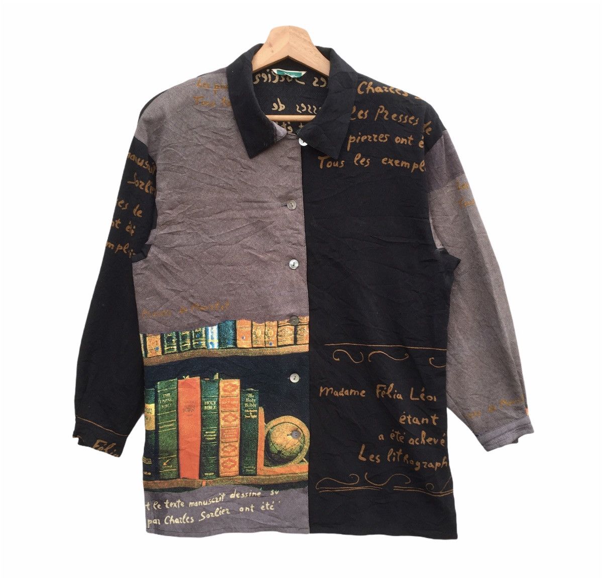 Japanese Brand × Vintage Vintage Japanese Brand Poetic Printed Linen Button Ups Size US M / EU 48-50 / 2 - 1 Thumbnail