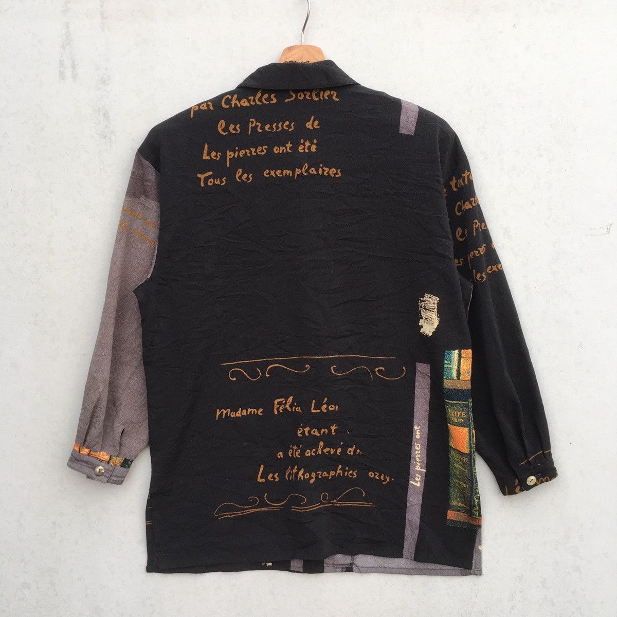 Japanese Brand × Vintage Vintage Japanese Brand Poetic Printed Linen Button Ups Size US M / EU 48-50 / 2 - 6 Thumbnail