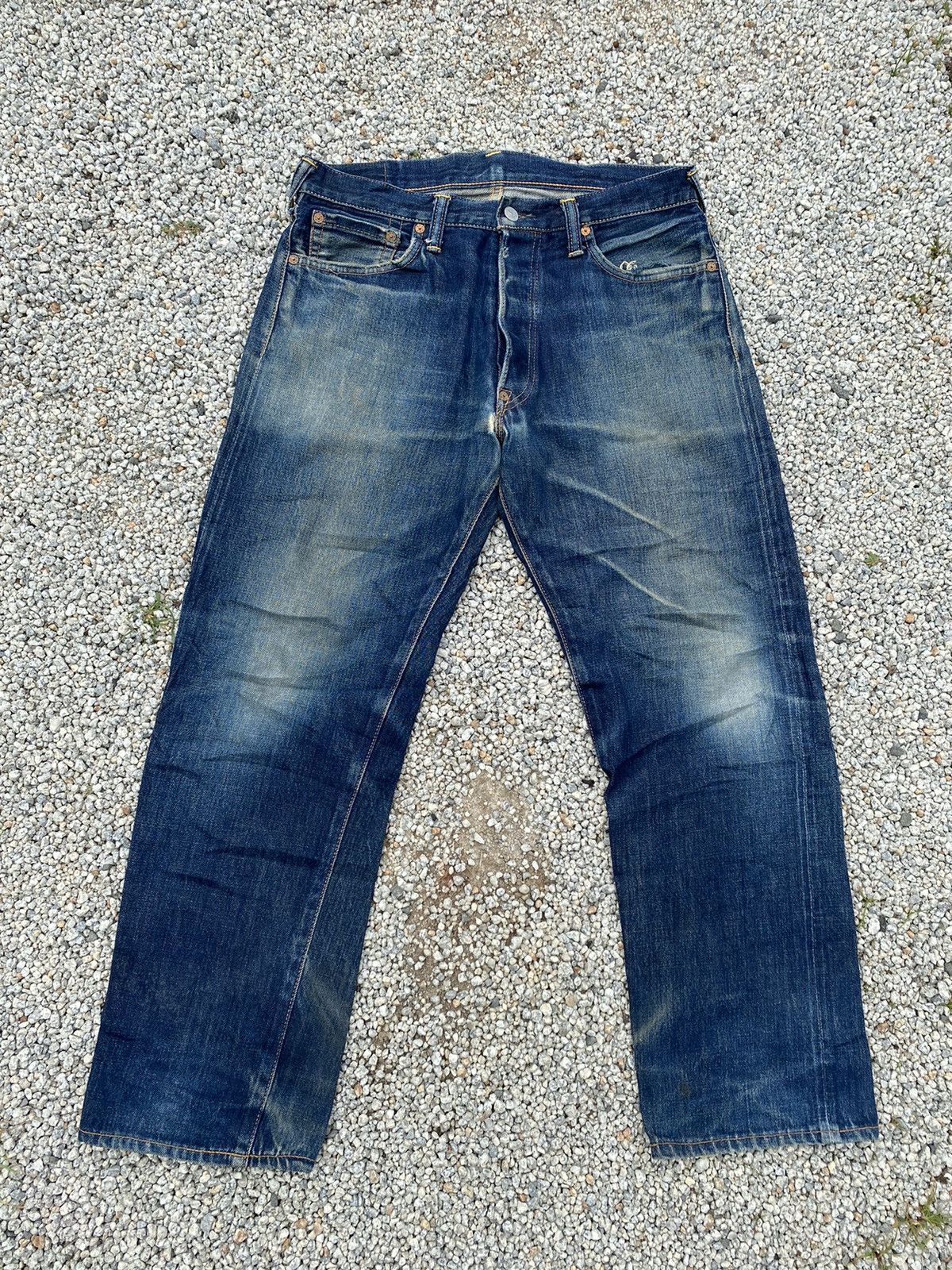 Evisu Yamane No.2 Distressed Selvedge Jeans Button Fly