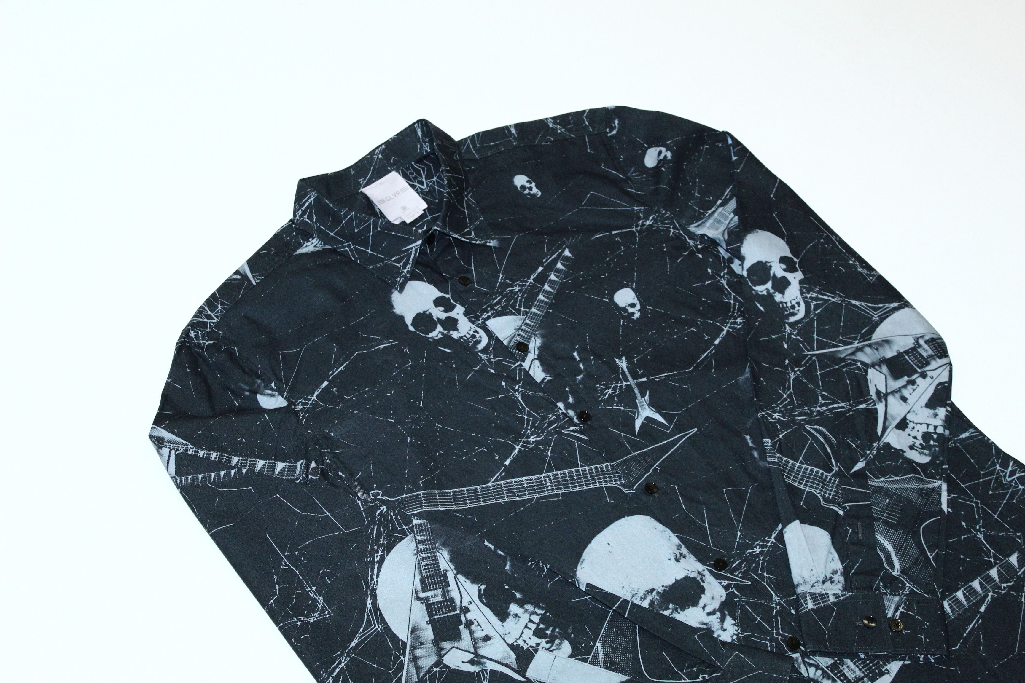 Adidas RARE 💥 Adidas SLVR Skull Graphic All Over Print Shirt Size US L / EU 52-54 / 3 - 3 Thumbnail