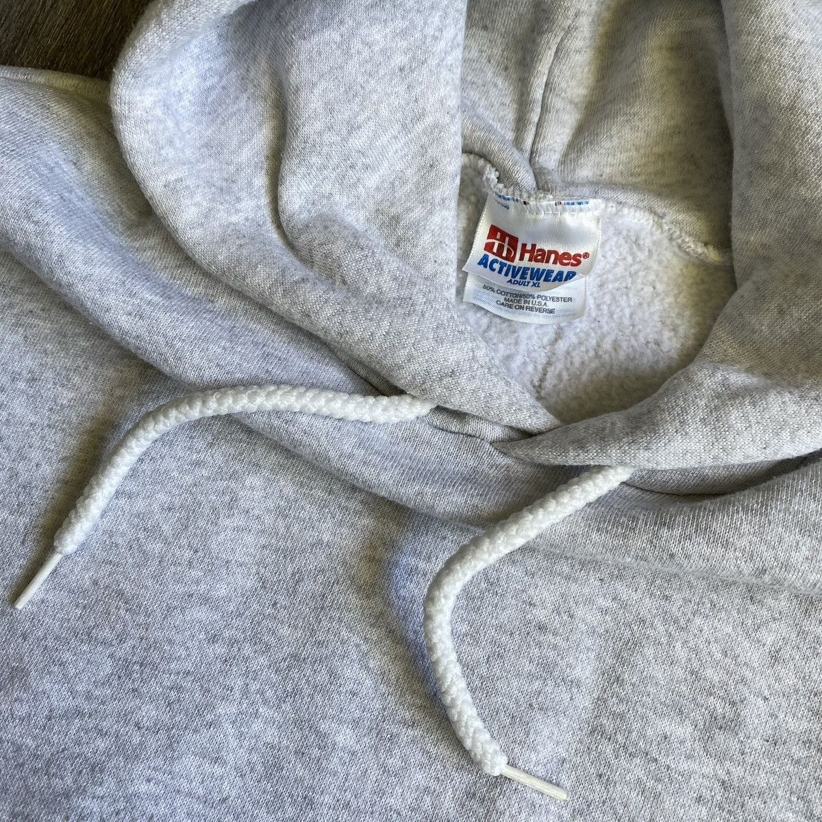 Vintage Vintage 90s Hanes Heather Grey Blank Pullover String Hoodie Size US XL / EU 56 / 4 - 3 Thumbnail