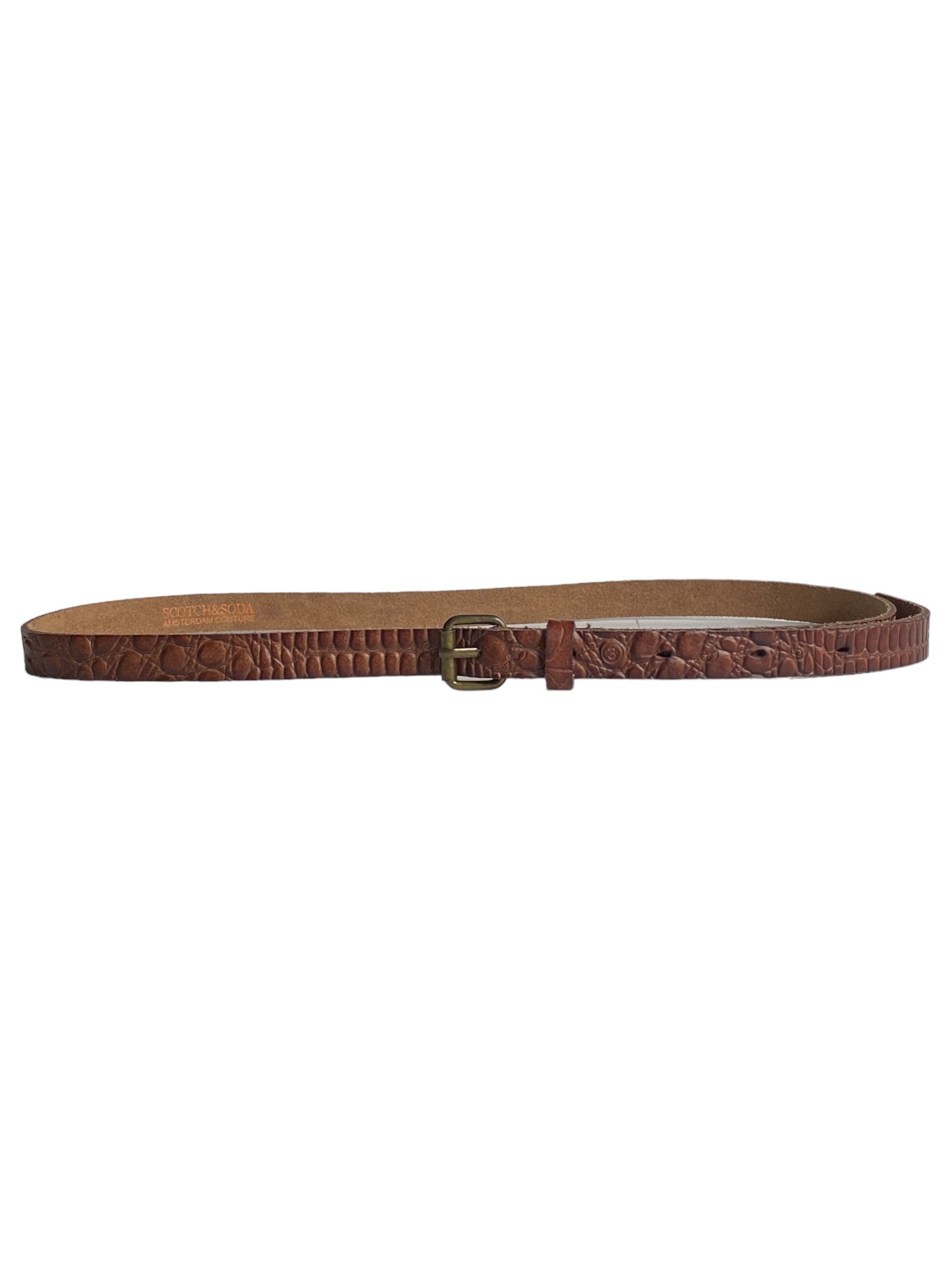 Scotch & Soda Scotch & Soda BROWN CROCO GENUINE LEATHER SKINNY BELT (L) Size 36 - 1 Thumbnail