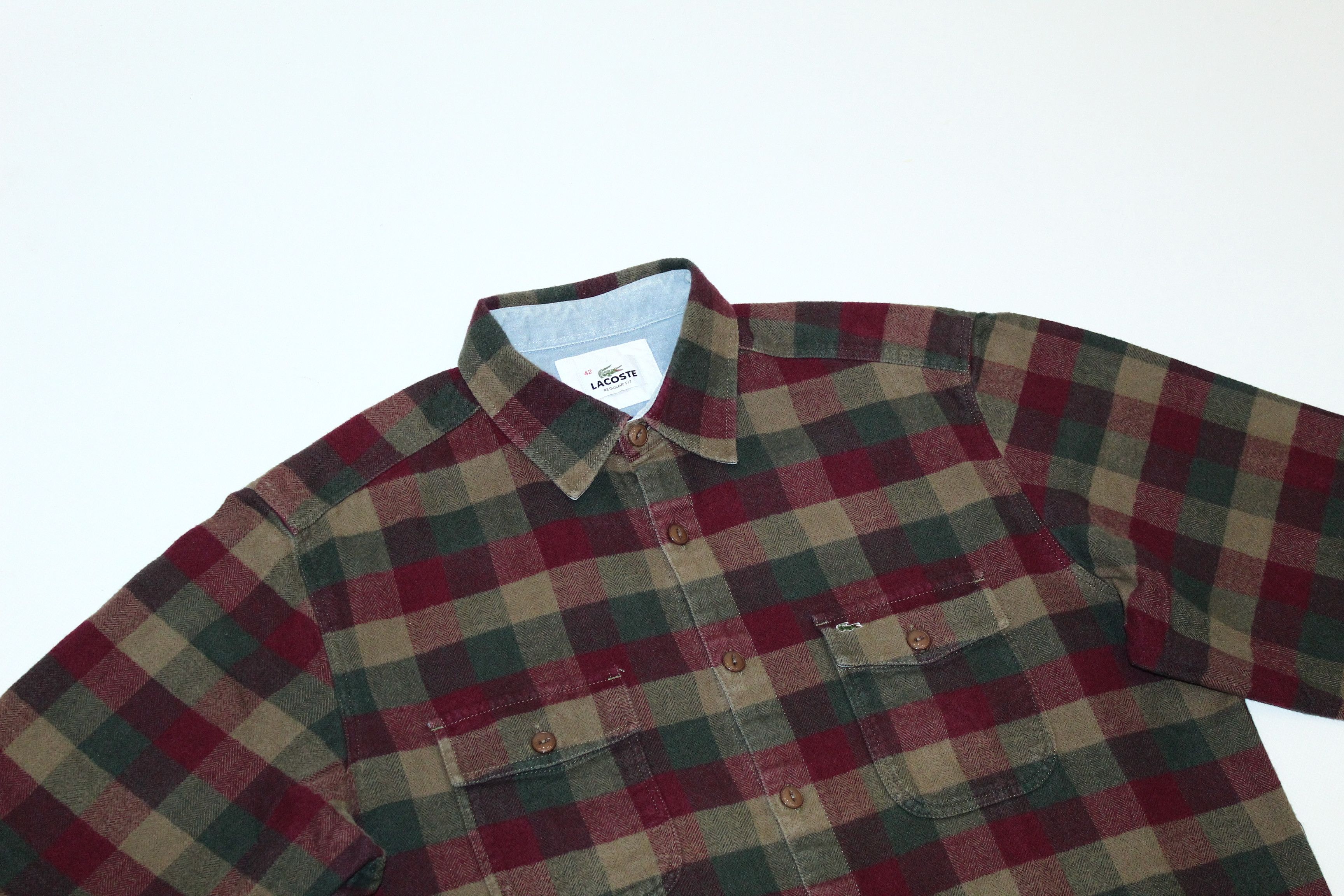 Lacoste 🔥VTG🔥 Lacoste Checkered Rugged Flannel Baggy Shirt Size US XL / EU 56 / 4 - 3 Thumbnail