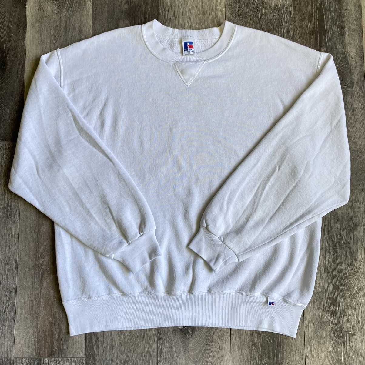 Russell Athletic Vintage 1990s Russell Athletic White Blank Pullover Crewneck Size US XL / EU 56 / 4 - 1 Thumbnail