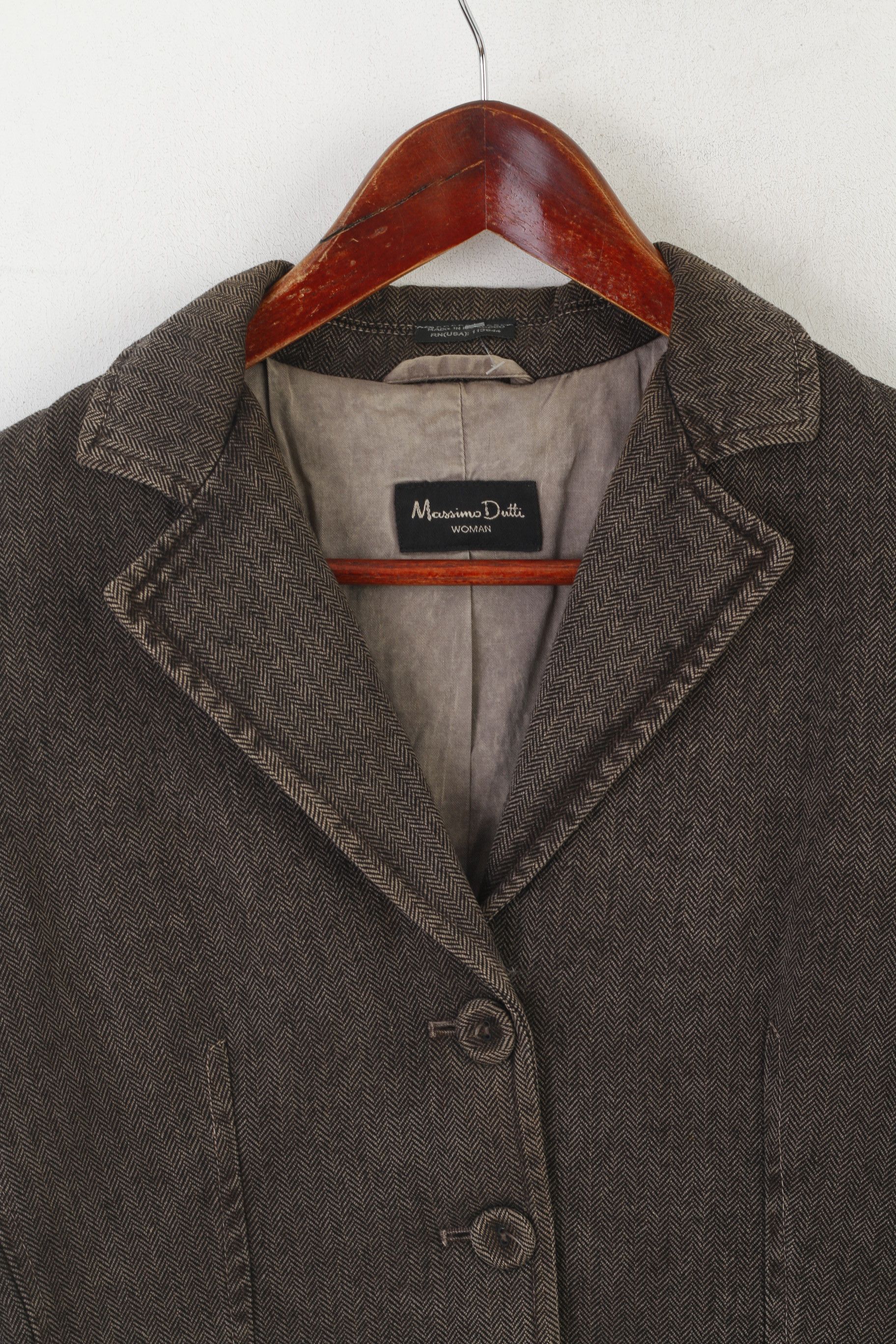 Massimo Dutti Massimo Dutti Women 40 S Blazer Brown Vintage Cotton 0100 Size S / US 4 / IT 40 - 3 Thumbnail