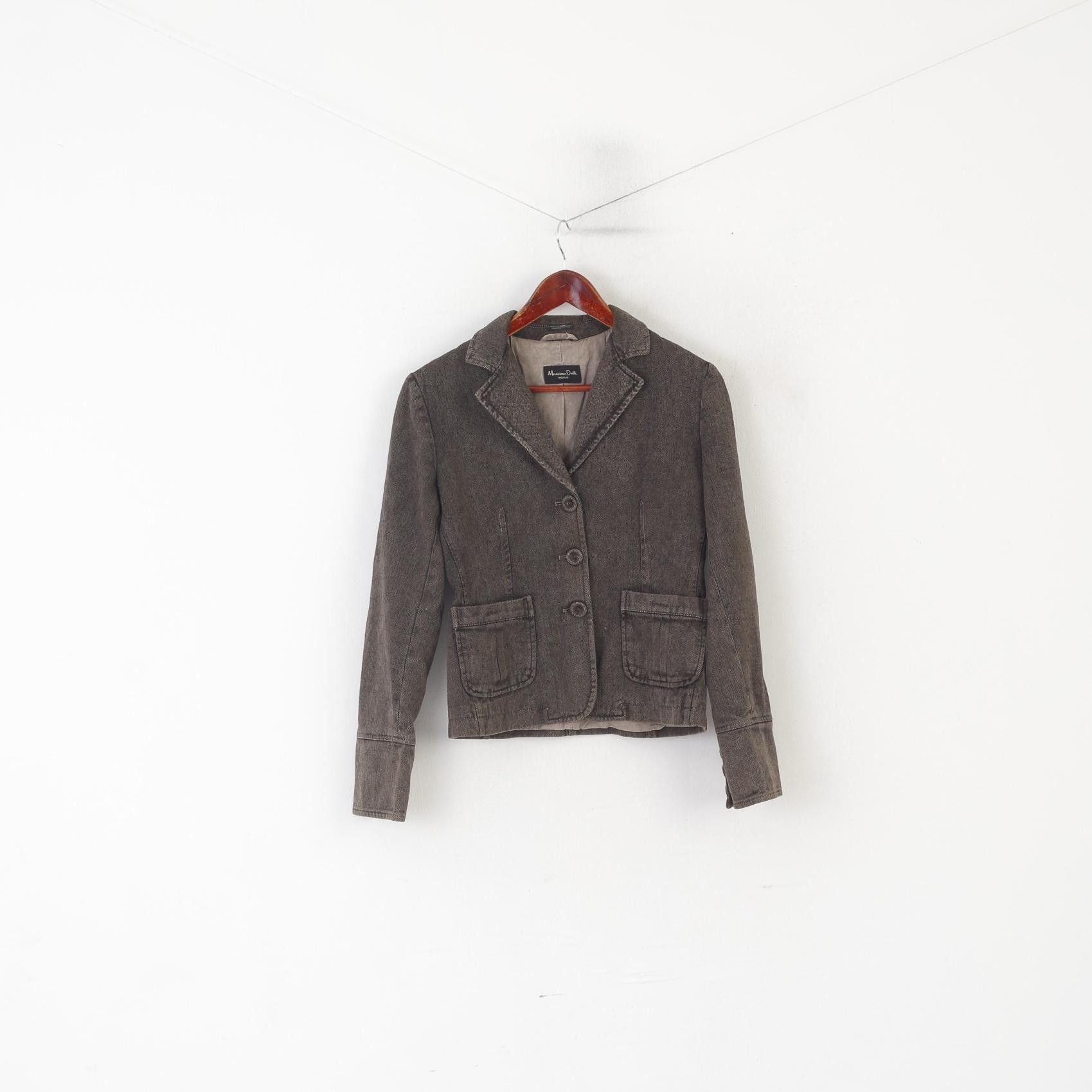 Massimo Dutti Massimo Dutti Women 40 S Blazer Brown Vintage Cotton 0100 Size S / US 4 / IT 40 - 2 Thumbnail