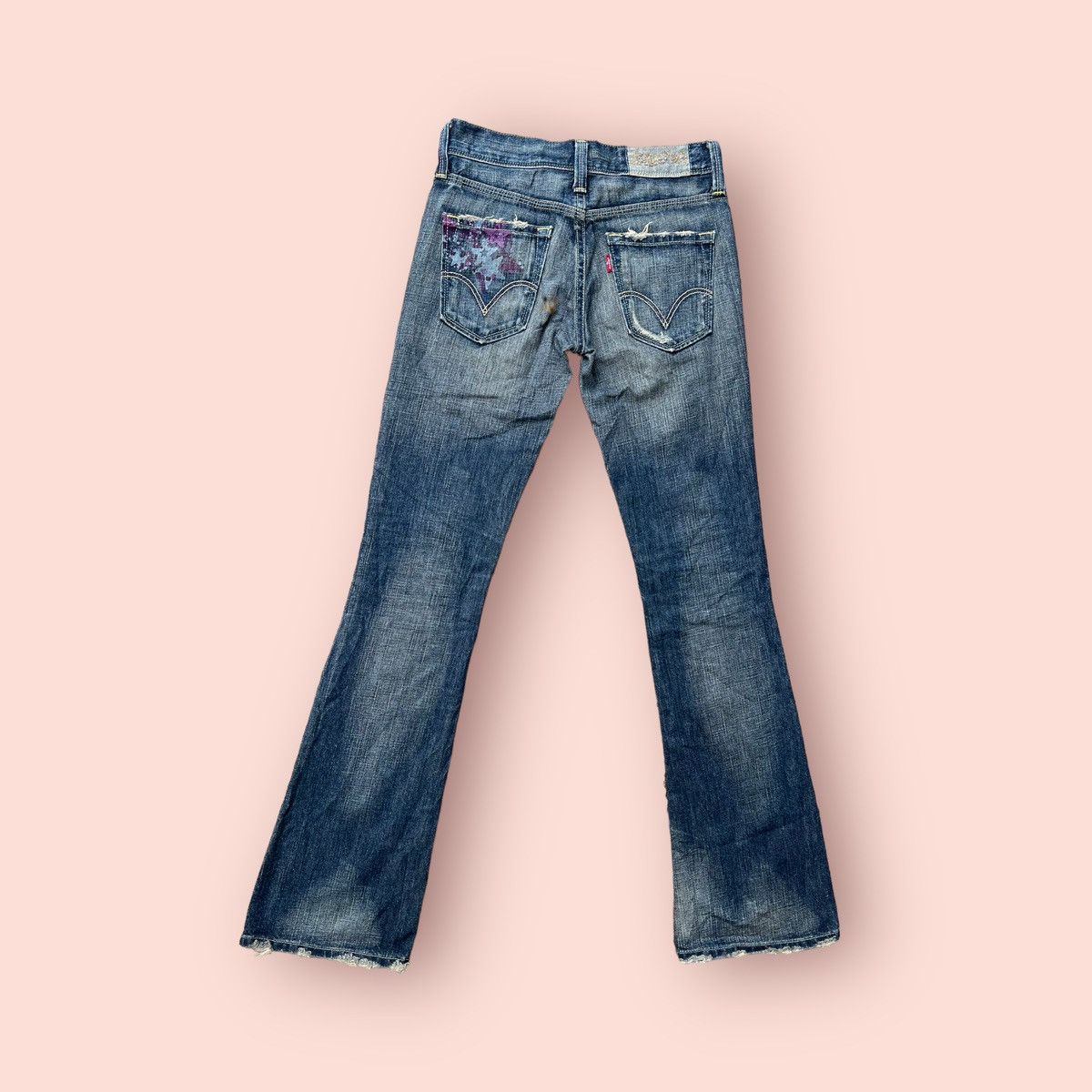 If Six Was Nine × Levi's × Levi's Vintage Clothing FLARED DISTRESSED LEVIS JAPAN LADIES JEANS Size 27" / US 4 / IT 40 - 4 Thumbnail