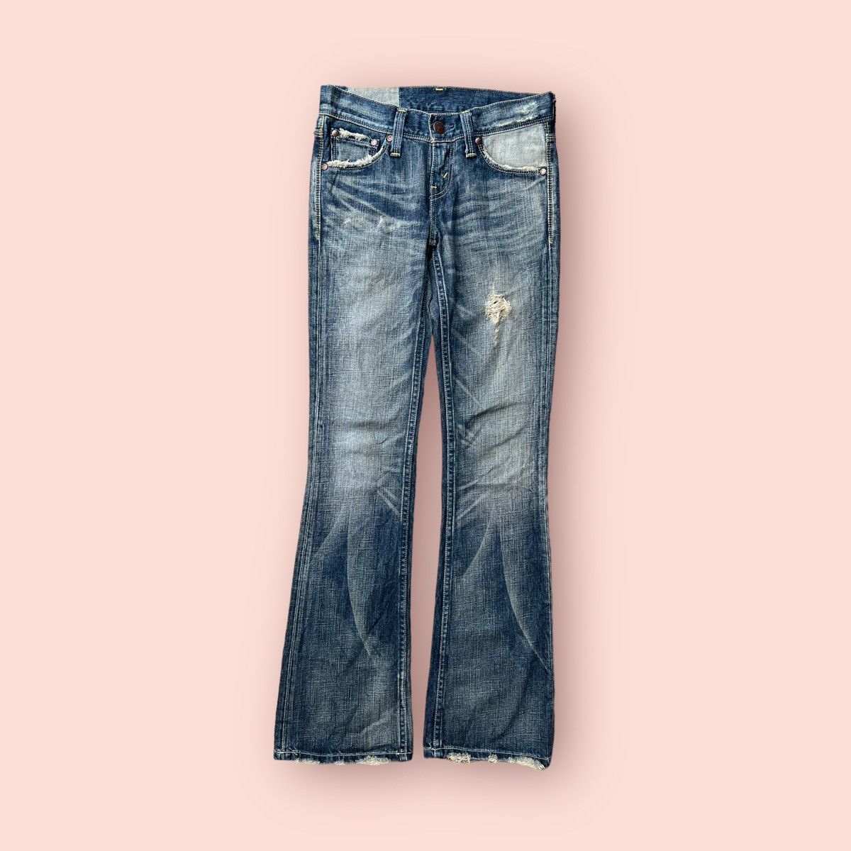 If Six Was Nine × Levi's × Levi's Vintage Clothing FLARED DISTRESSED LEVIS JAPAN LADIES JEANS Size 27" / US 4 / IT 40 - 5 Thumbnail