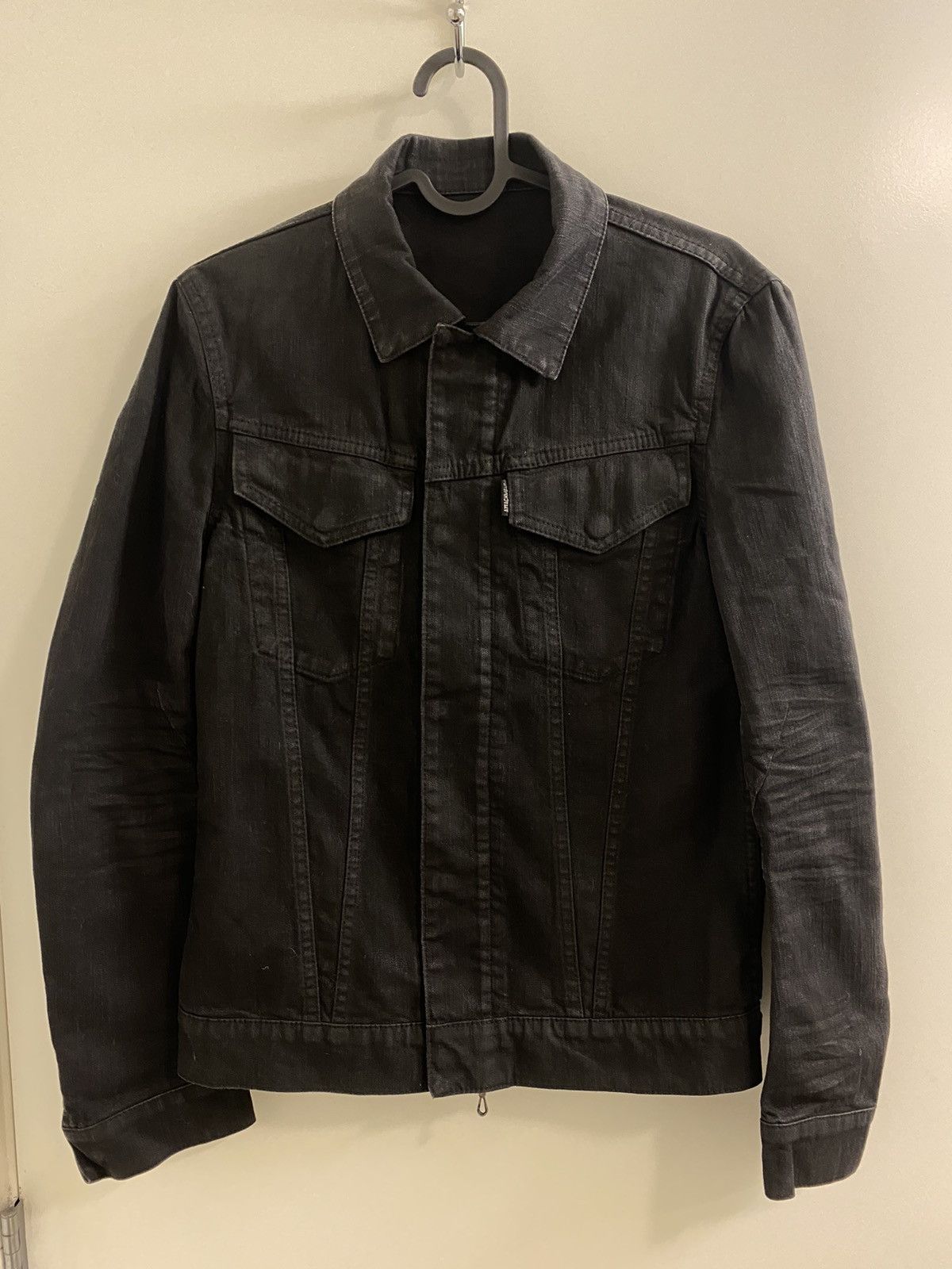 image of Attachment Waxed Denim Jacket With Riri Zips in Black, Men's (Size Small)