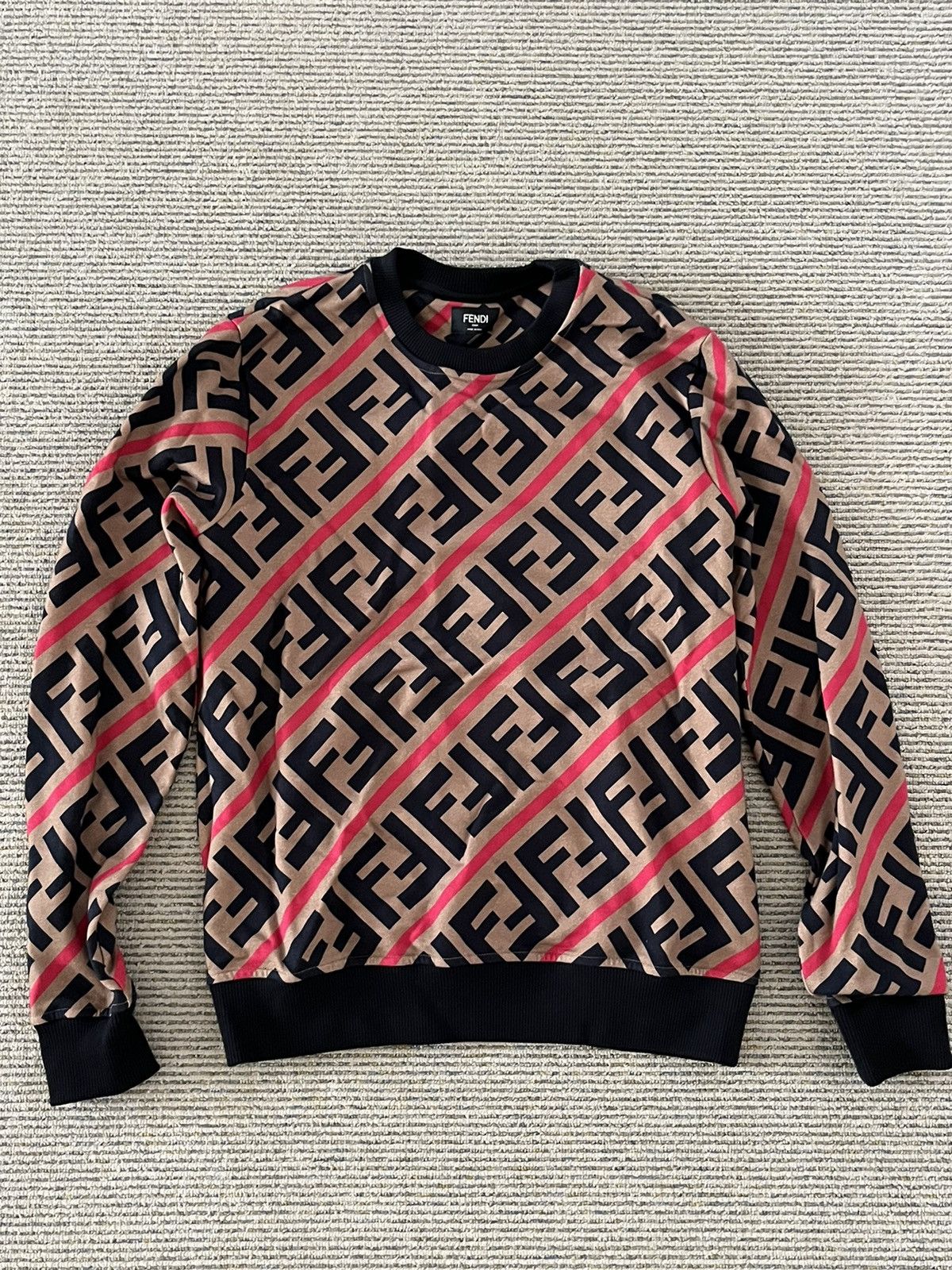 Fendi Brown/Res Diagonal Stripe Sweatshirt | Grailed