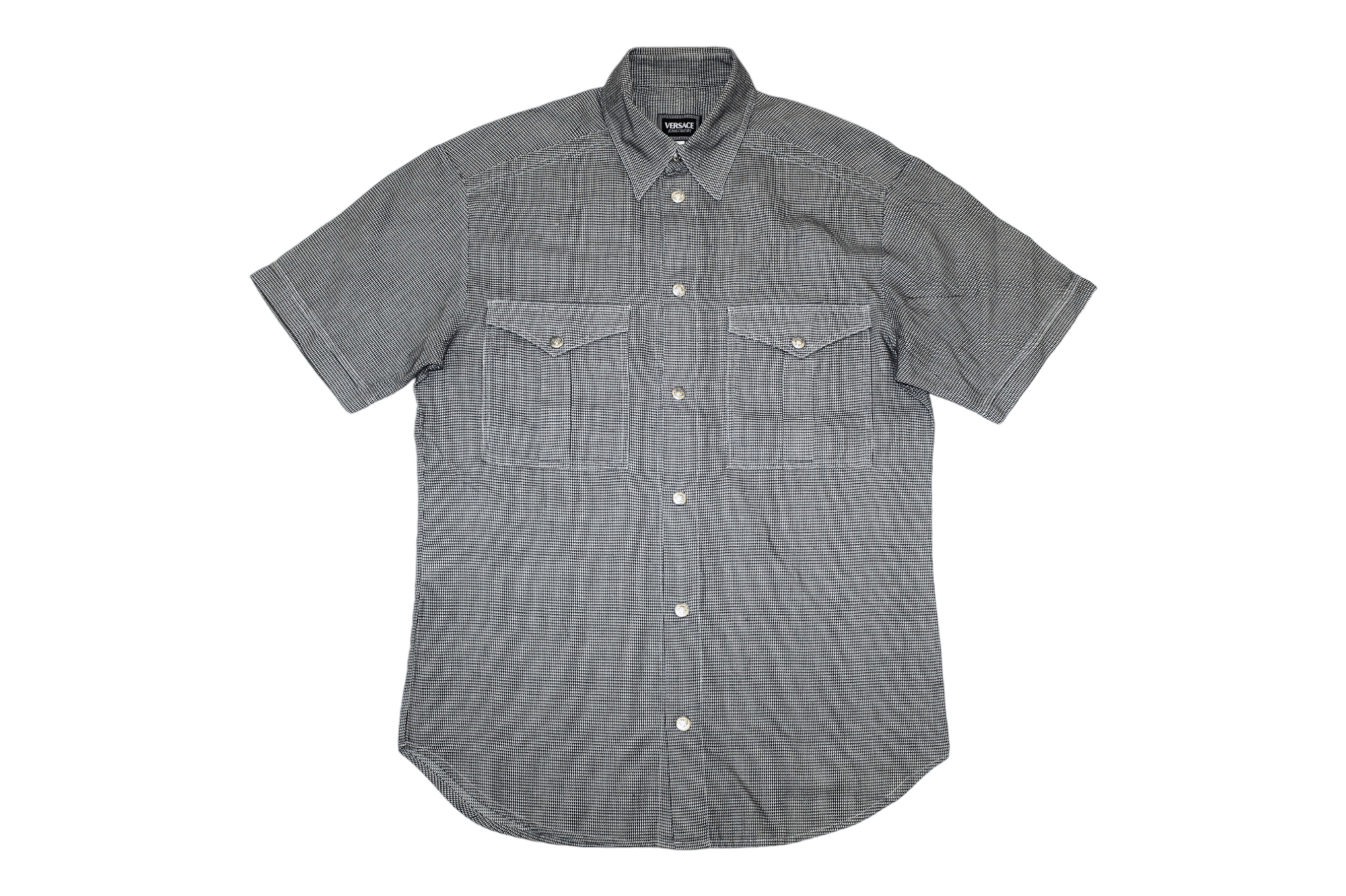 RARE🔥Versace Snap Button S/S Houndstooth Western Shirt
