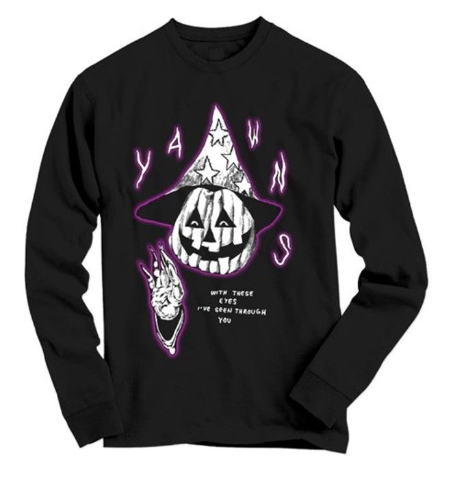 image of Band Tees x Gothboiclique Yawns 'pumpkin Wizard' Long Sleeve in Black, Men's (Size XL)