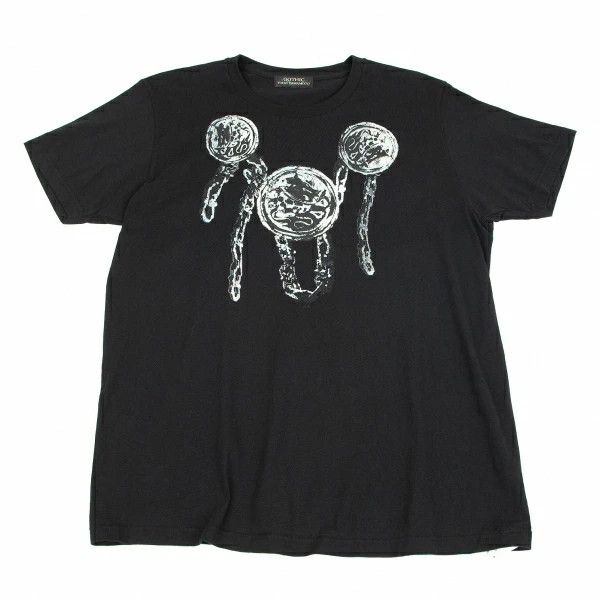 Short Sleeve T-Shirts Black Skull Chain Button Printed