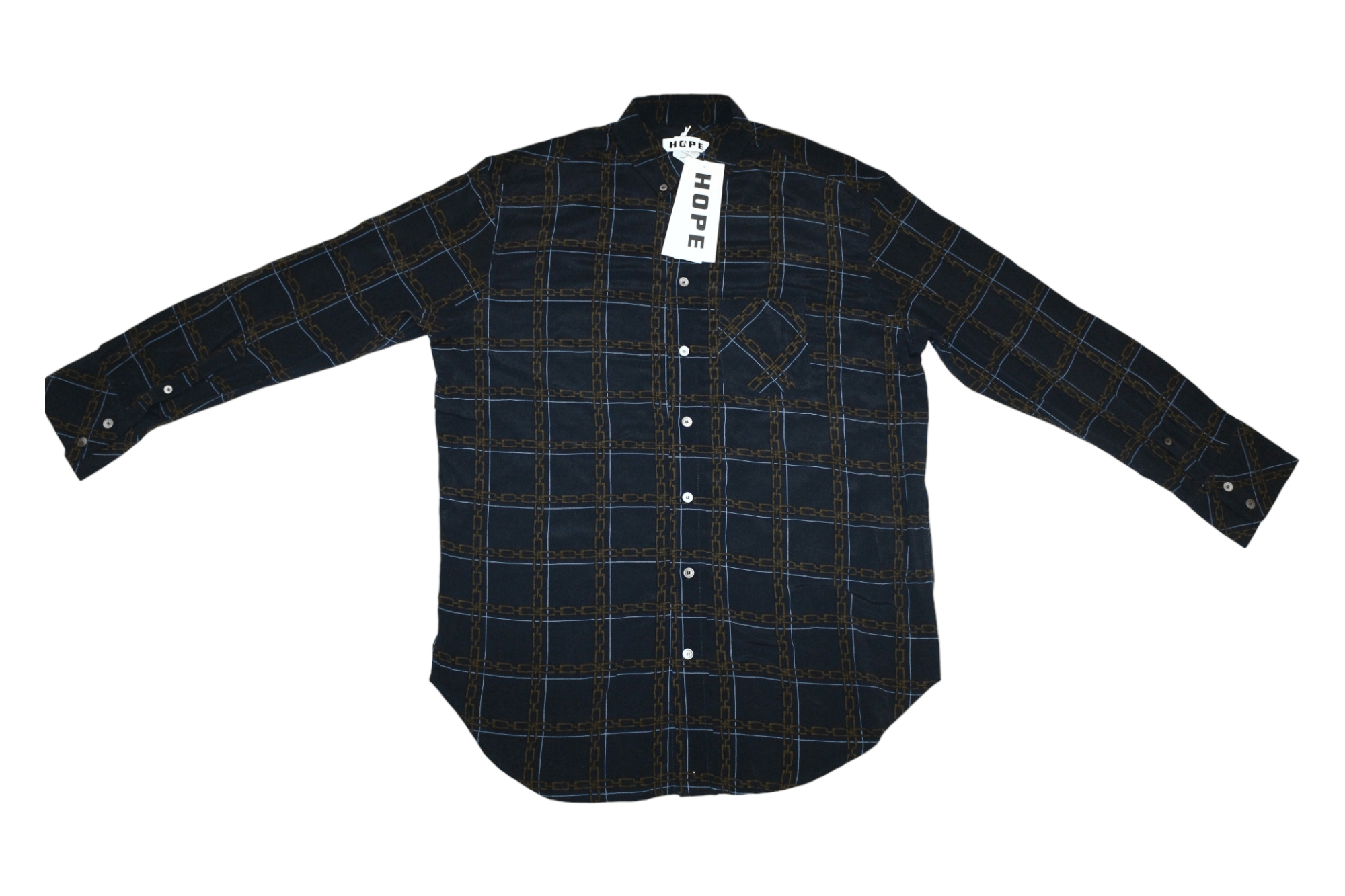 Hope HOPE Dk Blue Chain Mash Shirt 100% viscose. Size US L / EU 52-54 / 3 - 3 Thumbnail