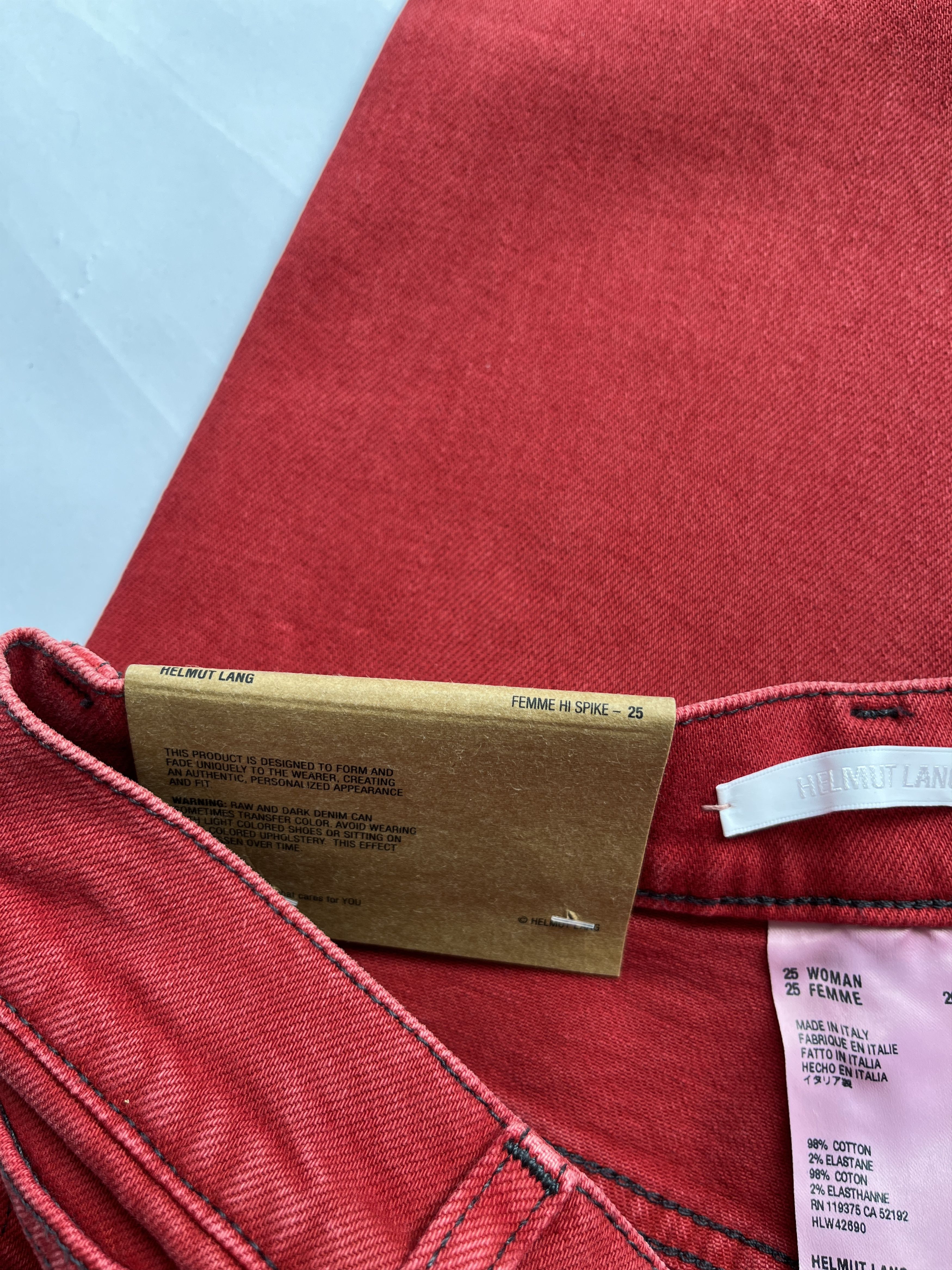 Helmut Lang ⚡️QUICK SALE⚡️Helmut Lang Red Hi Spikes Slim High Rise Jeans Size 25" / US 0 / IT 36 - 6 Thumbnail
