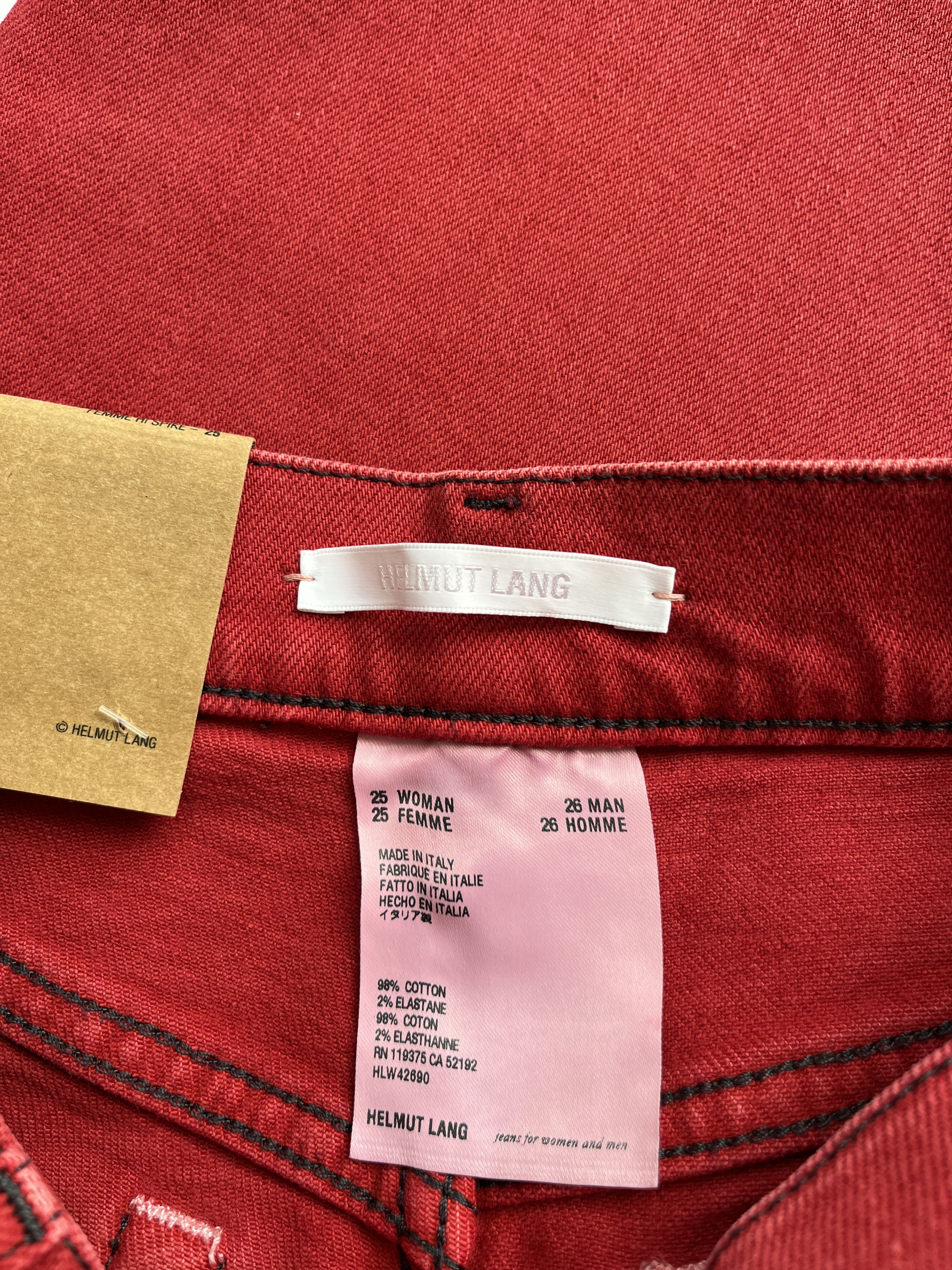 Helmut Lang ⚡️QUICK SALE⚡️Helmut Lang Red Hi Spikes Slim High Rise Jeans Size 25" / US 0 / IT 36 - 4 Thumbnail
