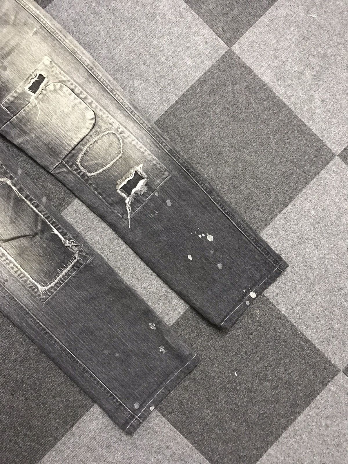 Designer FACTOTUM Designer Distressed Patchwork Cropped Jeans F704 Size US 32 / EU 48 - 5 Thumbnail