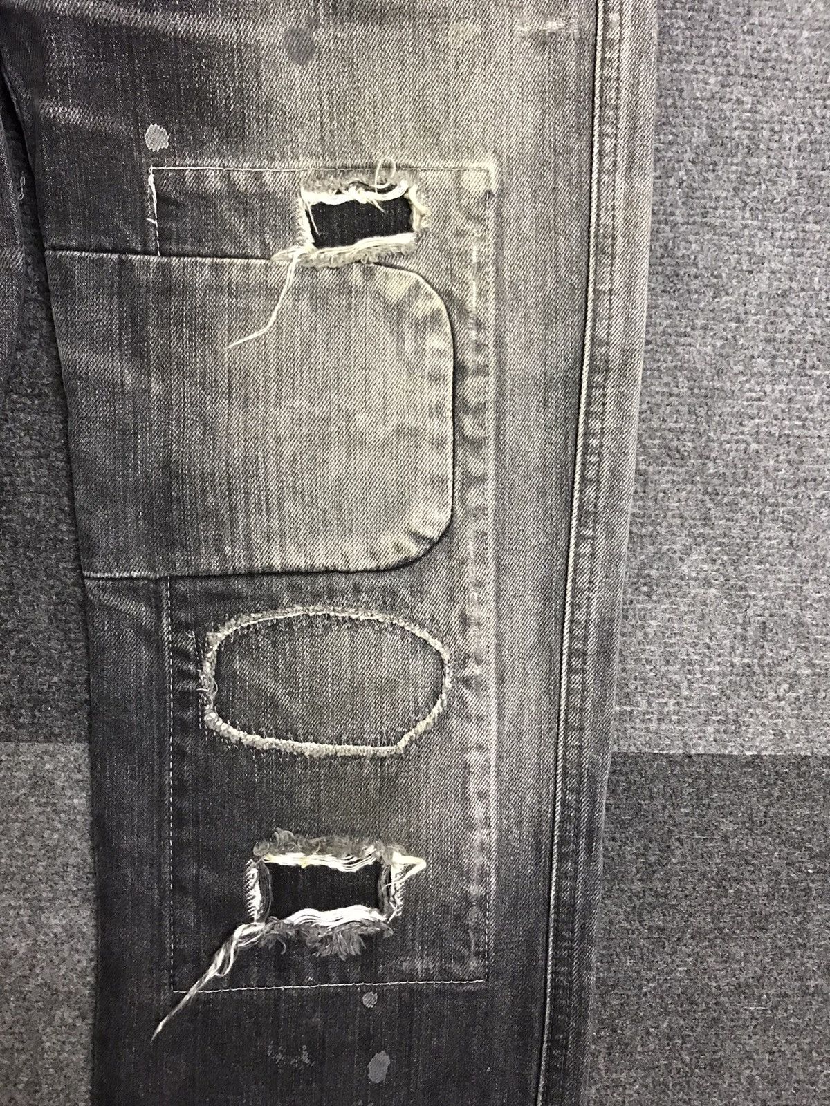 Designer FACTOTUM Designer Distressed Patchwork Cropped Jeans F704 Size US 32 / EU 48 - 6 Thumbnail