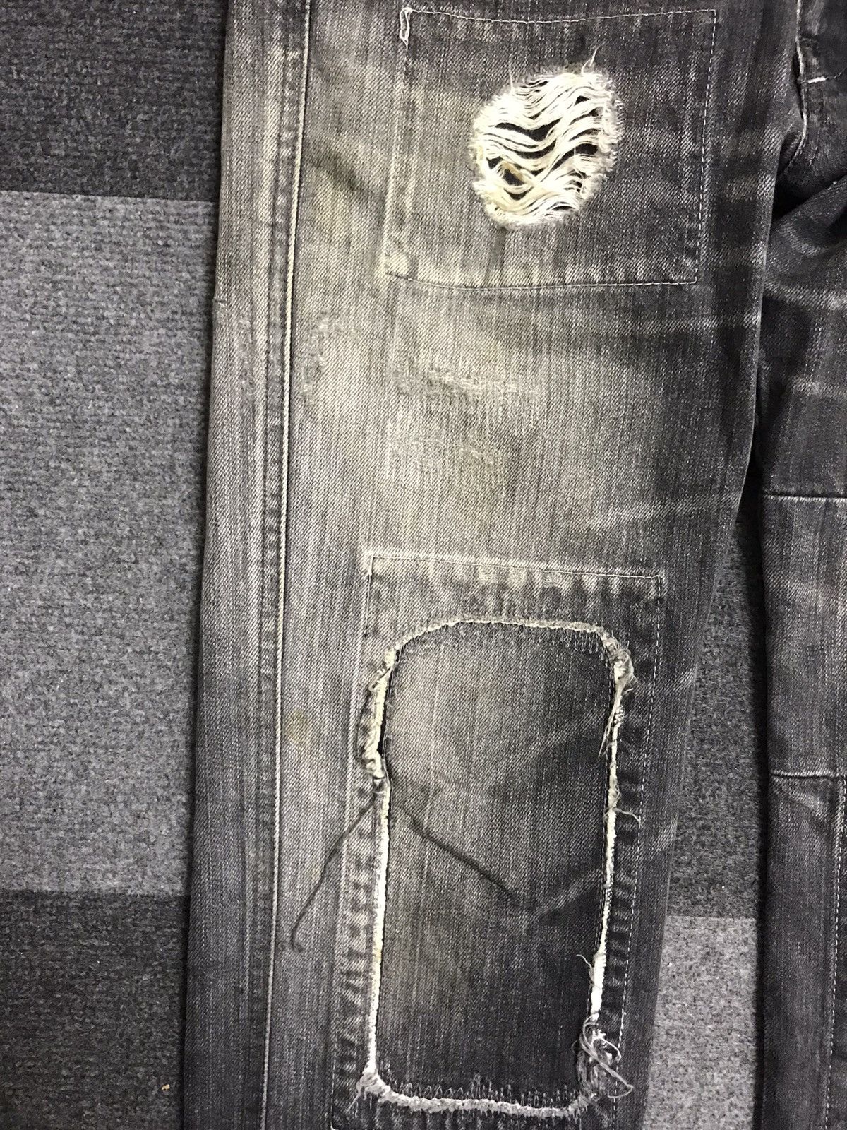 Designer FACTOTUM Designer Distressed Patchwork Cropped Jeans F704 Size US 32 / EU 48 - 7 Thumbnail