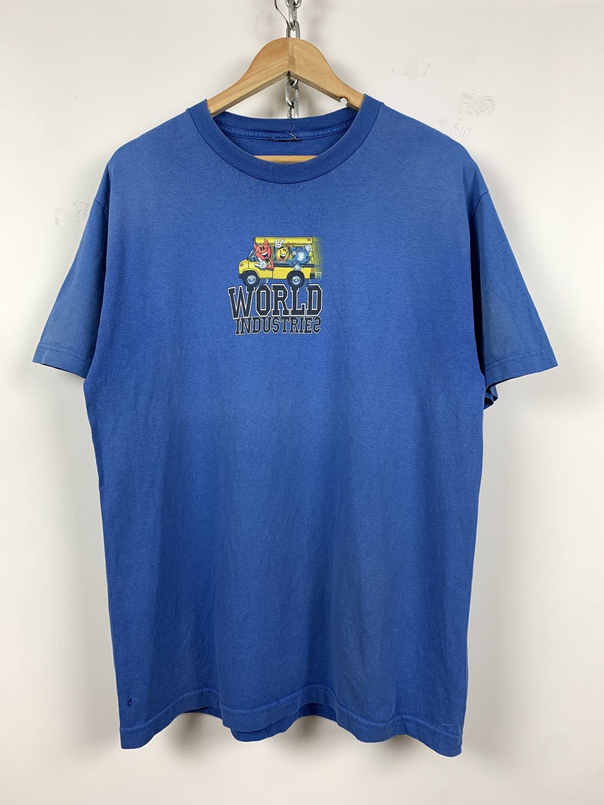 Hook-Ups 00s Vintage World Industries Blue Skateboard T-Shirt Size US M / EU 48-50 / 2 - 2 Thumbnail