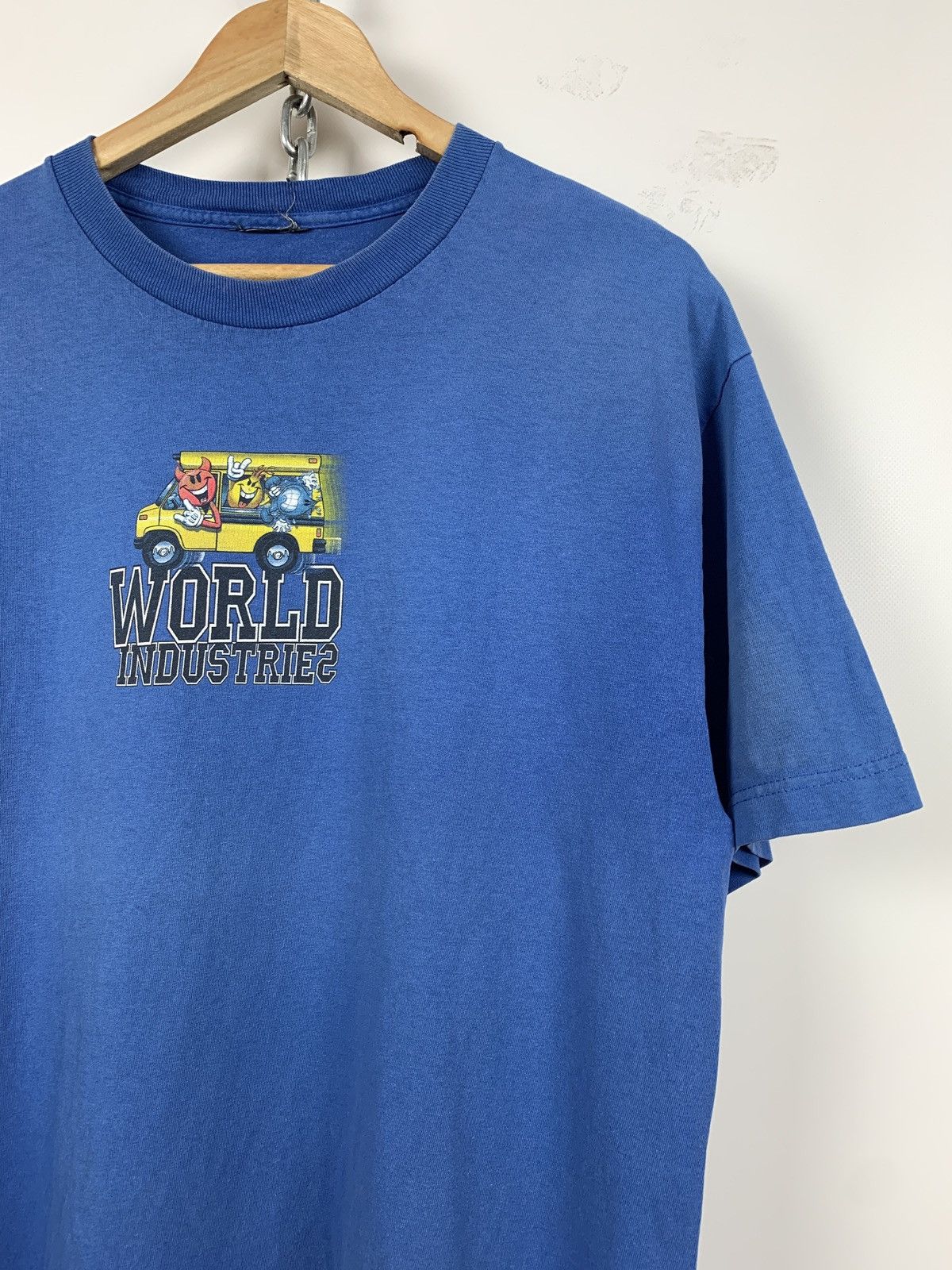 Hook-Ups 00s Vintage World Industries Blue Skateboard T-Shirt Size US M / EU 48-50 / 2 - 4 Thumbnail