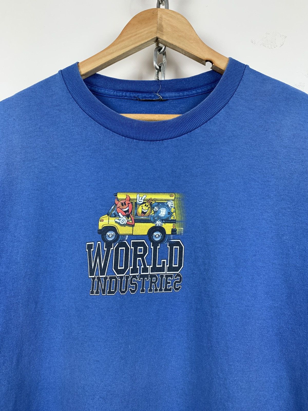 Hook-Ups 00s Vintage World Industries Blue Skateboard T-Shirt Size US M / EU 48-50 / 2 - 1 Thumbnail