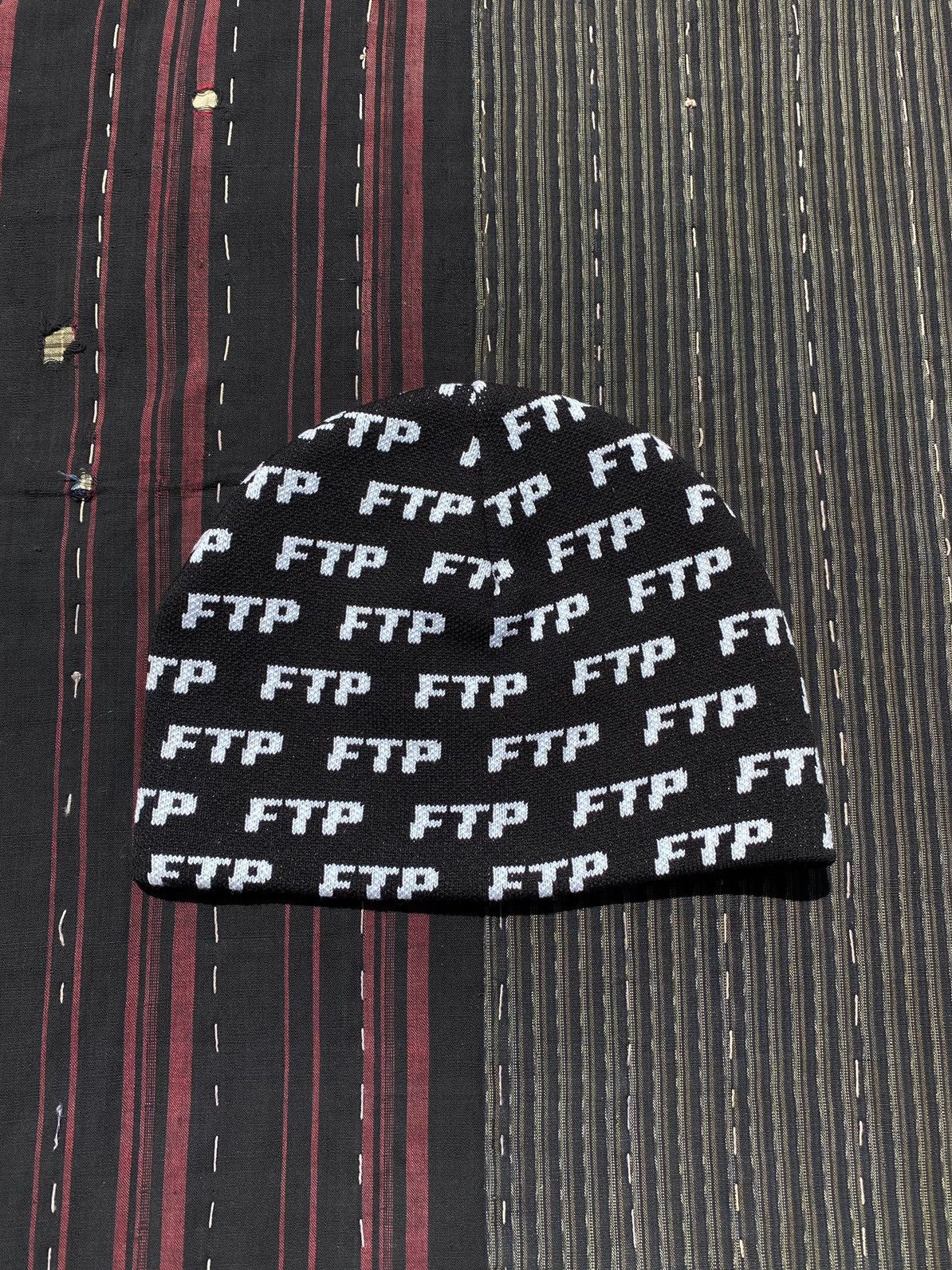 Fuck the population FTP allover print logo beanie B&W
