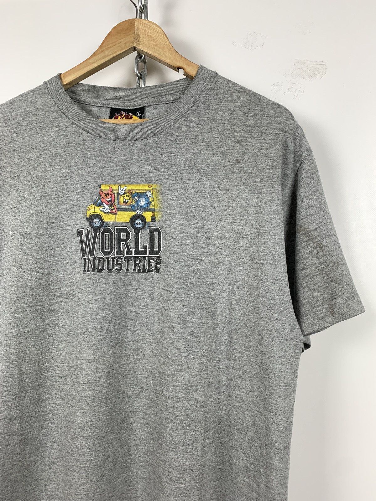 Hook-Ups 00s Vintage World Industries Grey Skateboard T-Shirt Size US L / EU 52-54 / 3 - 4 Thumbnail