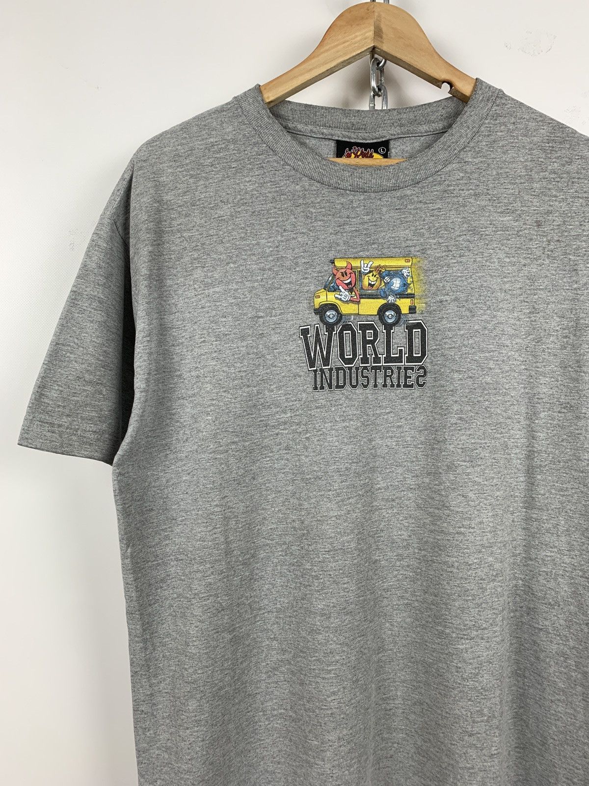 Hook-Ups 00s Vintage World Industries Grey Skateboard T-Shirt Size US L / EU 52-54 / 3 - 3 Thumbnail