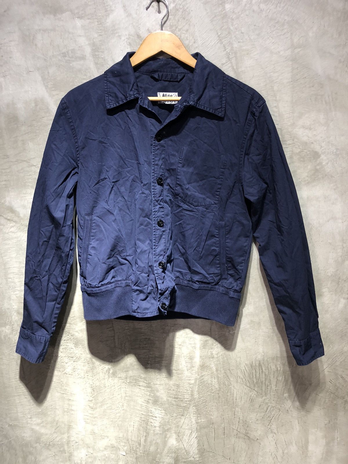 image of Acne Studios Button Down Coach Jacket in Navy, Men's (Size Medium)