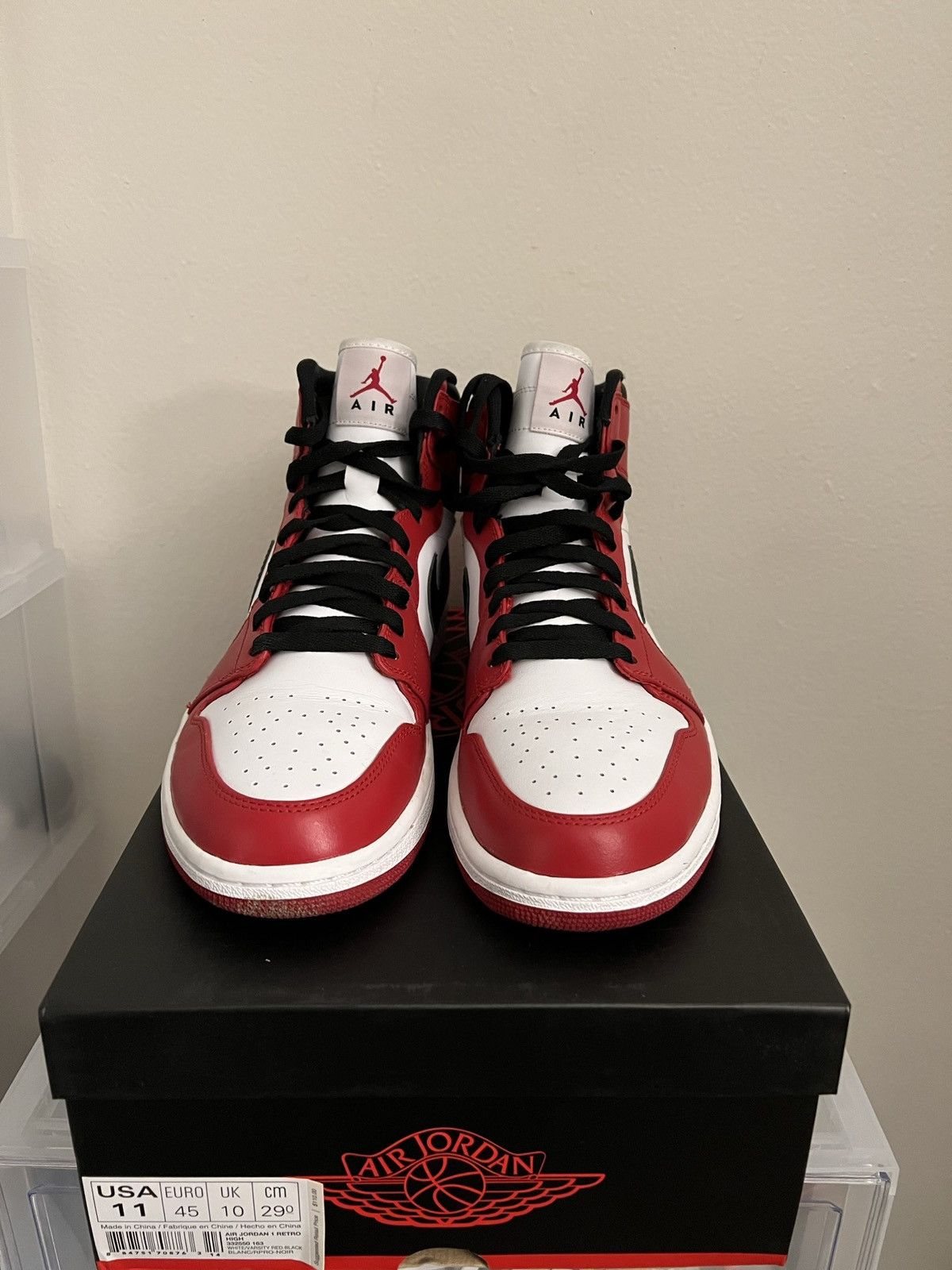 image of Jordan Nike Air Jordan 1 Retro High Chicago 2013 Size 11 Shoes in White/Varsity Red/Black, Men's