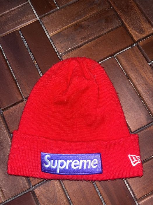 Supreme New Era Box Logo Beanie (Red & Purple) | Grailed