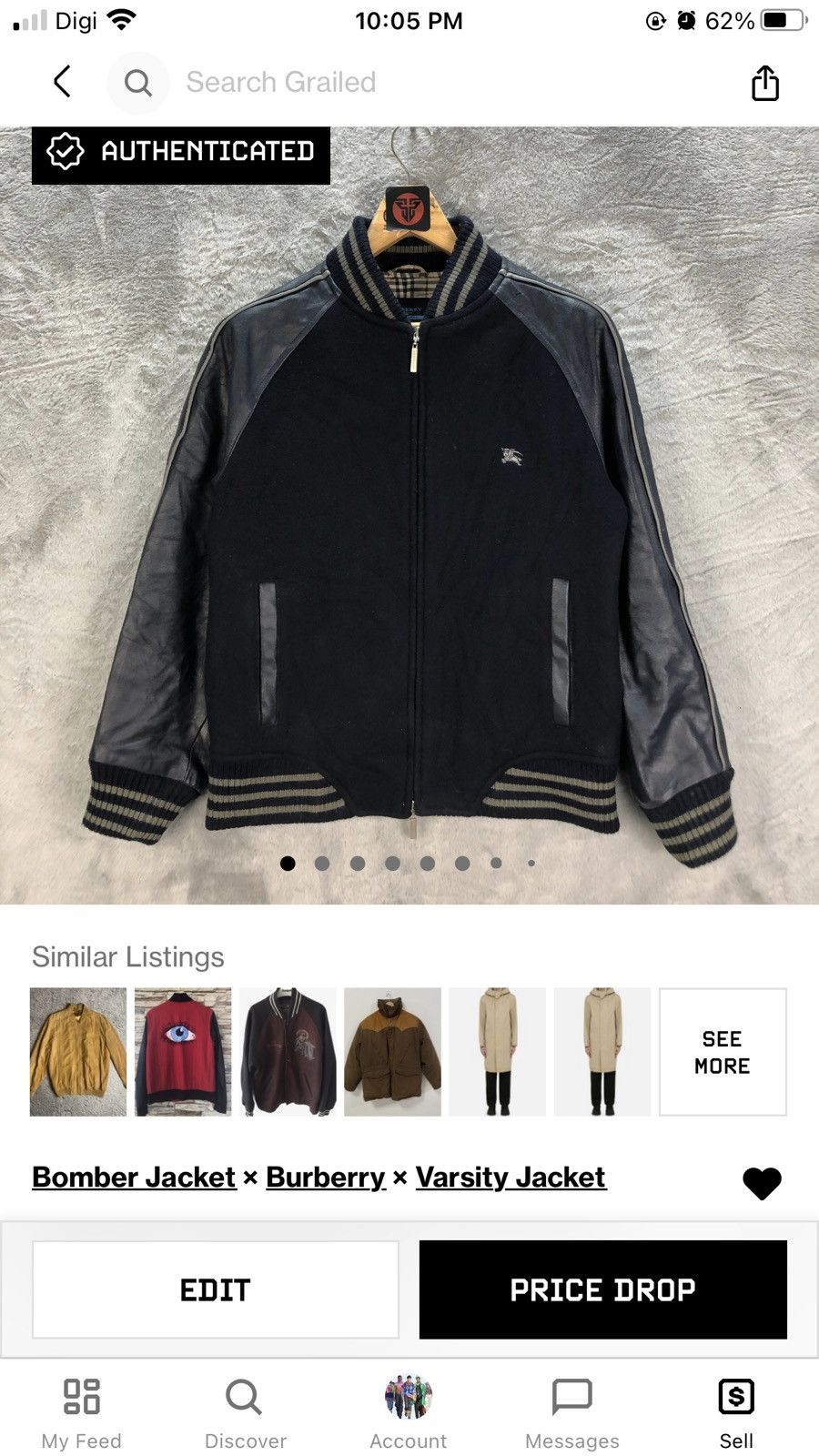 Burberry BURBERRY NOVA CHECK WOOL LEATHER JACKET #6501-69 Size US L / EU 52-54 / 3 - 16 Thumbnail