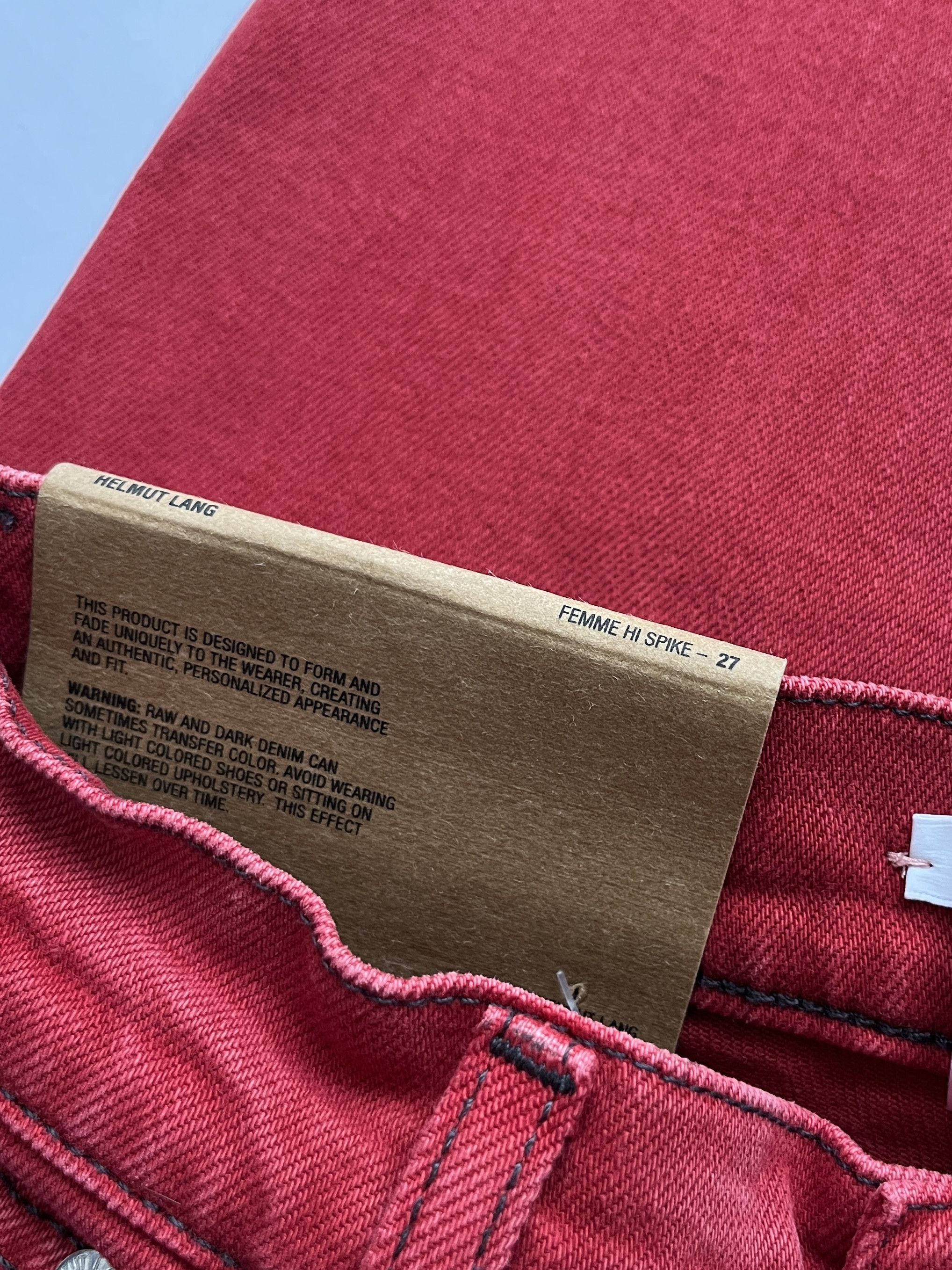 Helmut Lang ⚡️QUICK SALE⚡️Helmut Lang Red Hi Spikes High Rise Slim Jeans Size 27" / US 4 / IT 40 - 6 Thumbnail
