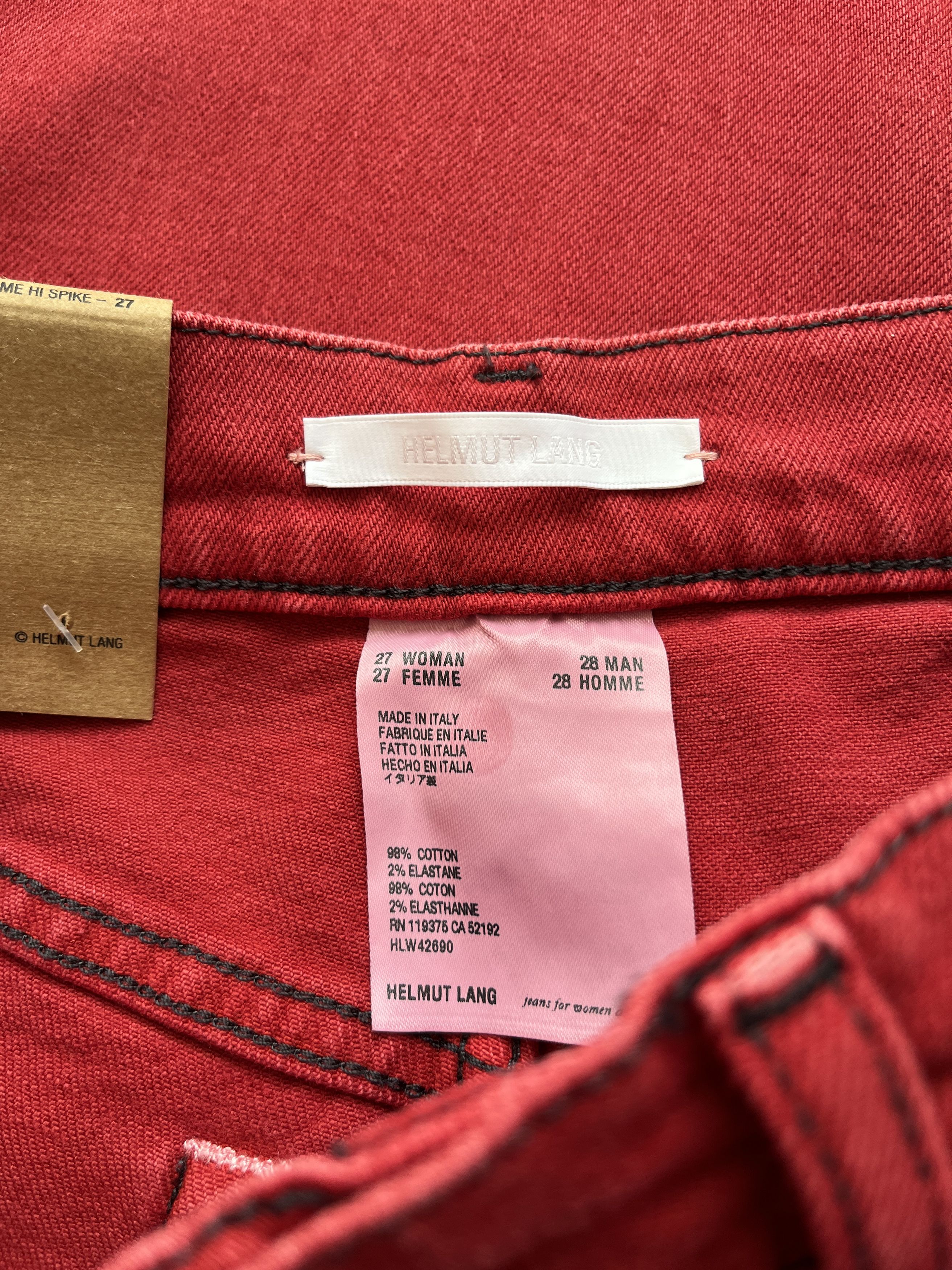 Helmut Lang ⚡️QUICK SALE⚡️Helmut Lang Red Hi Spikes High Rise Slim Jeans Size 27" / US 4 / IT 40 - 4 Thumbnail
