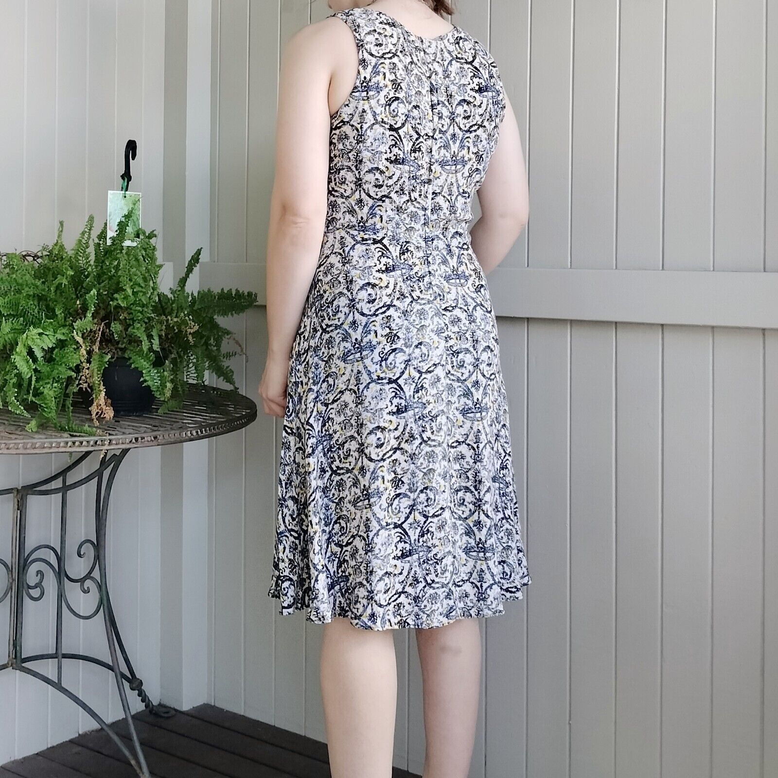 Designer A Line Tea Pleated Crepe Jacquard Teacher Cocktail Dress Size L / US 10 / IT 46 - 4 Thumbnail